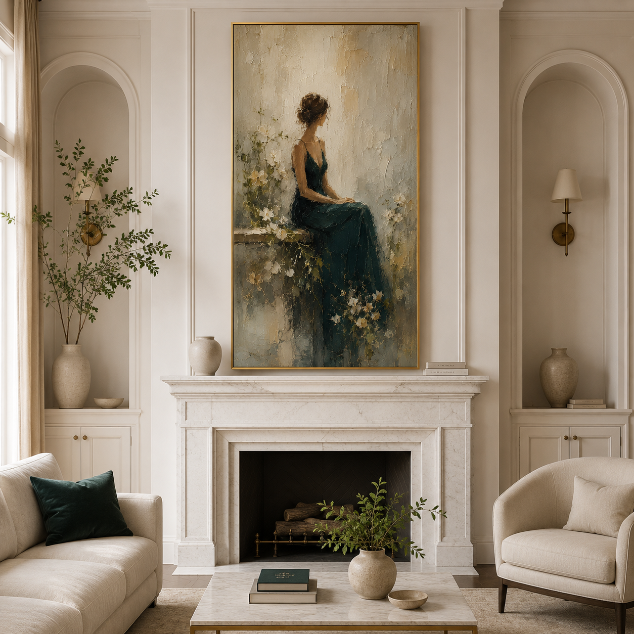 Vintage Woman Wall Art | Emerald Reverie