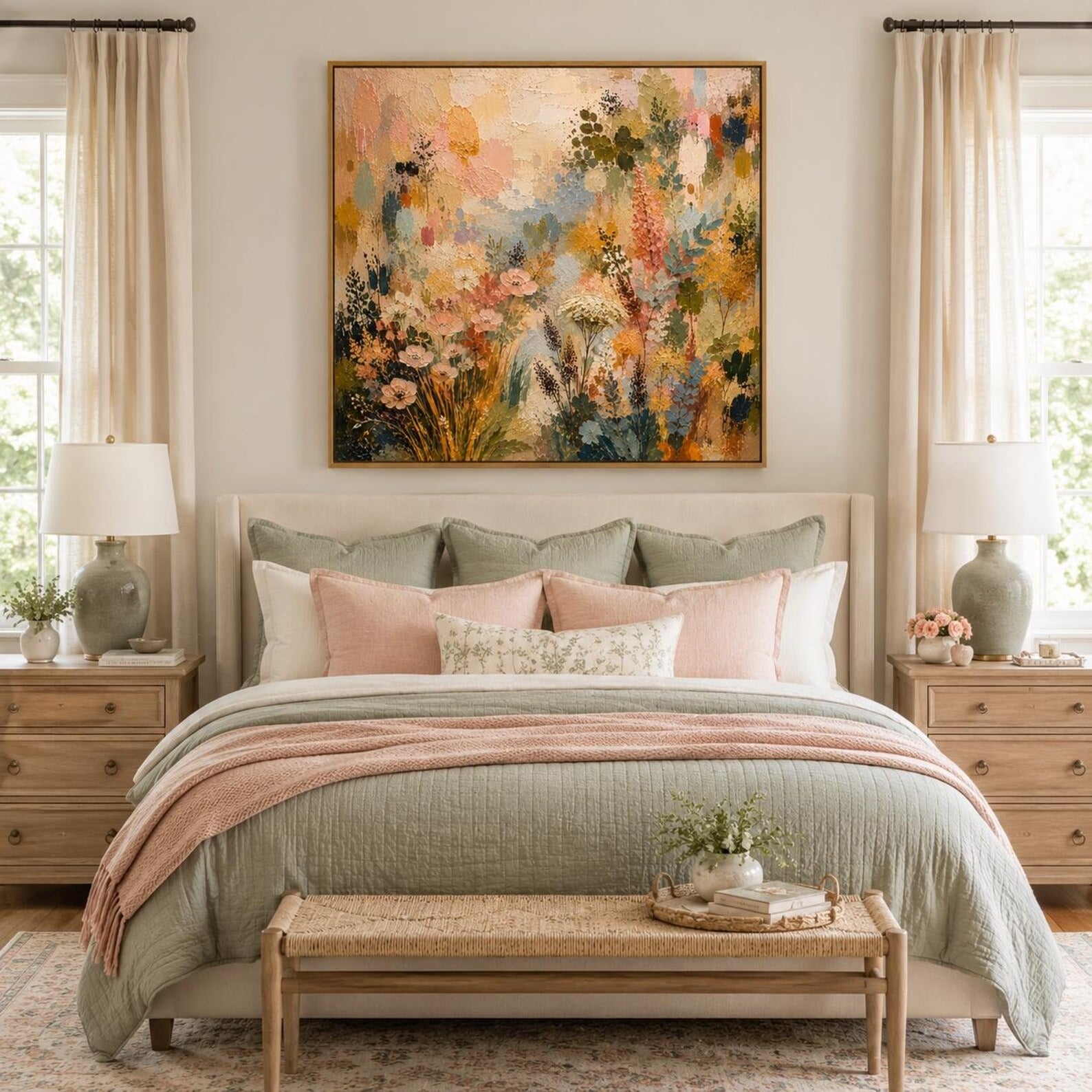 Colorful Floral Landscape Painting for Living Room