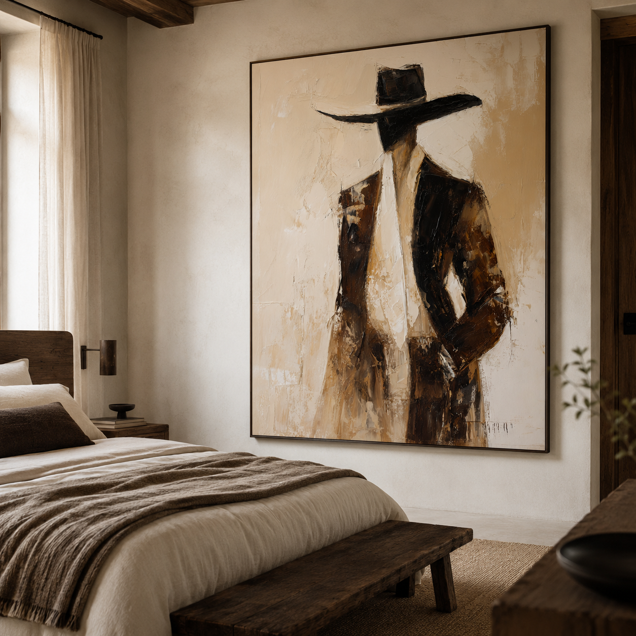 Contemporary cowboy wall decor on canvas