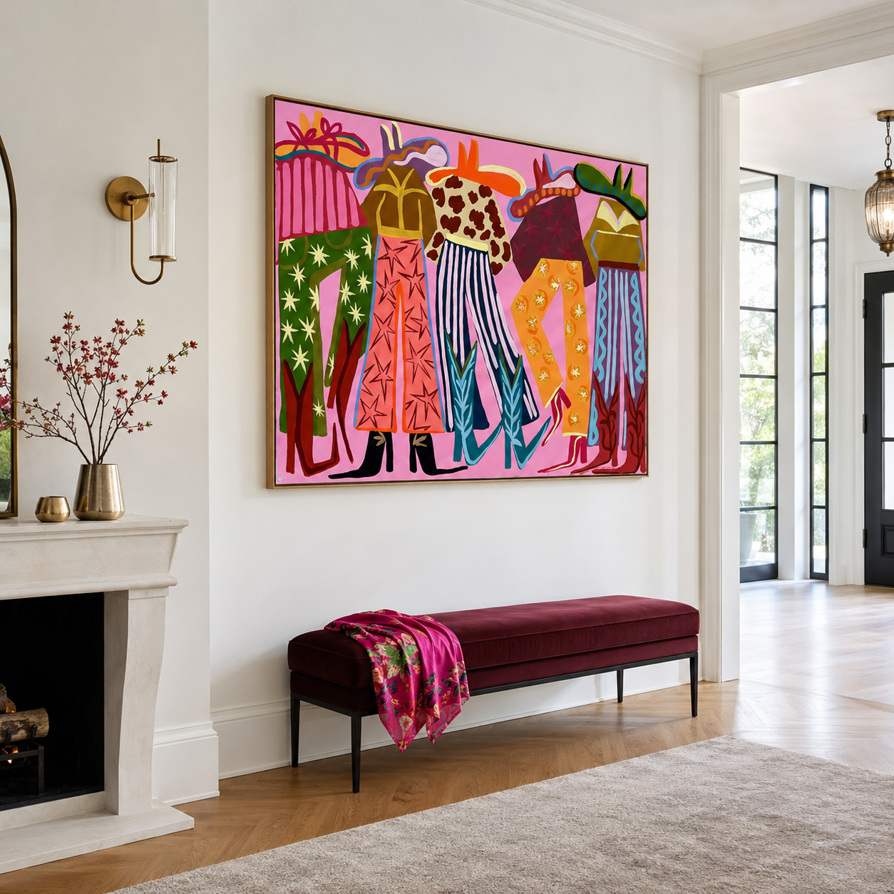 Contemporary western cowgirl artwork on canvas