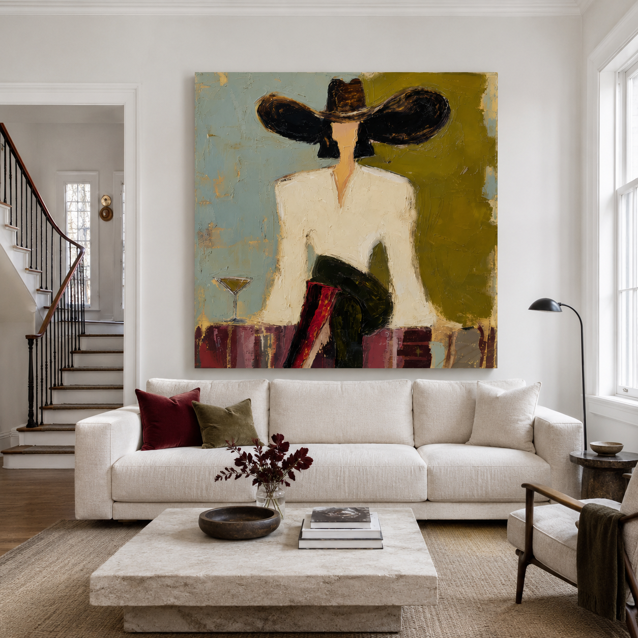 Fashion Figure Wall Art with elegant woman and cocktail