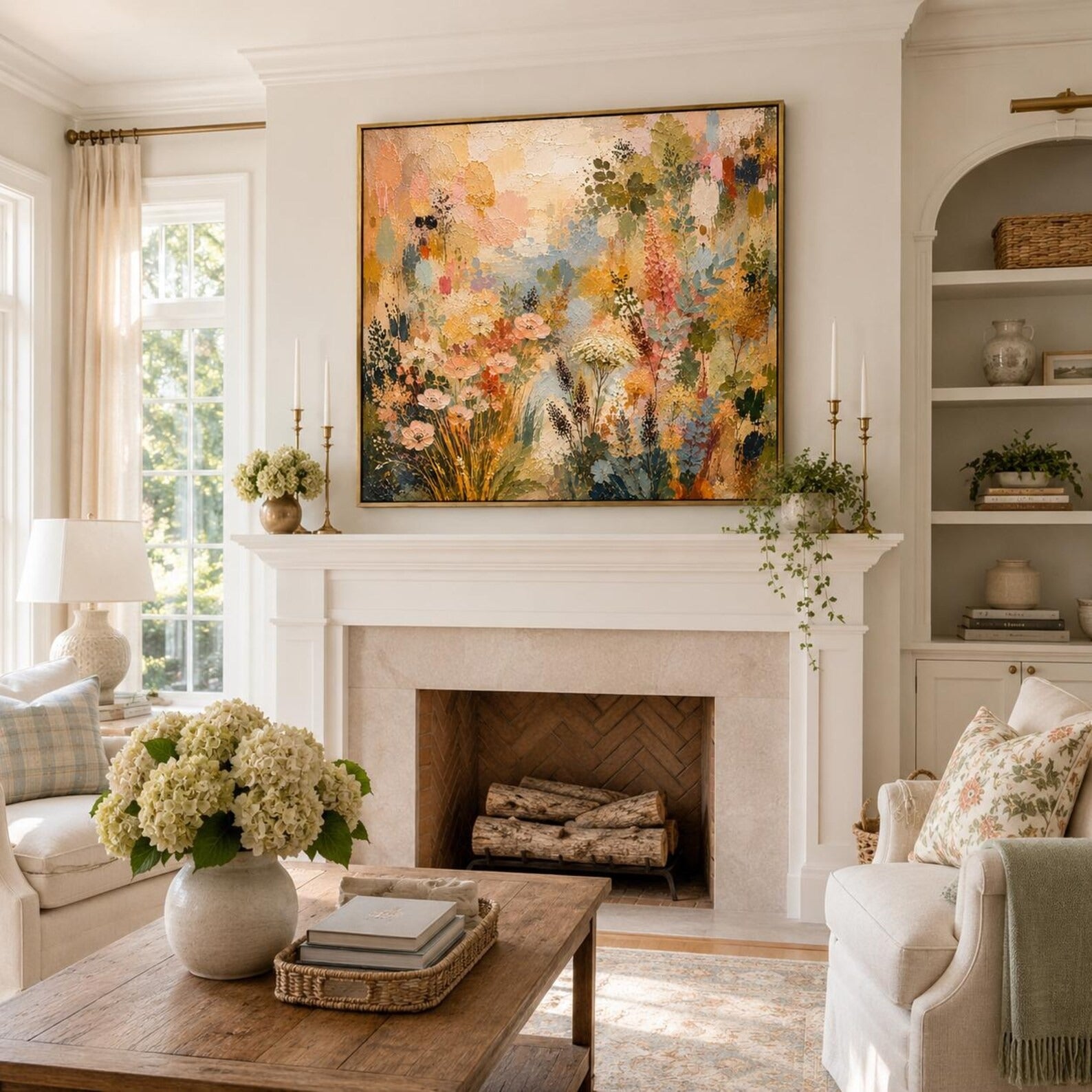 Hand-Painted Abstract Floral Oil Painting