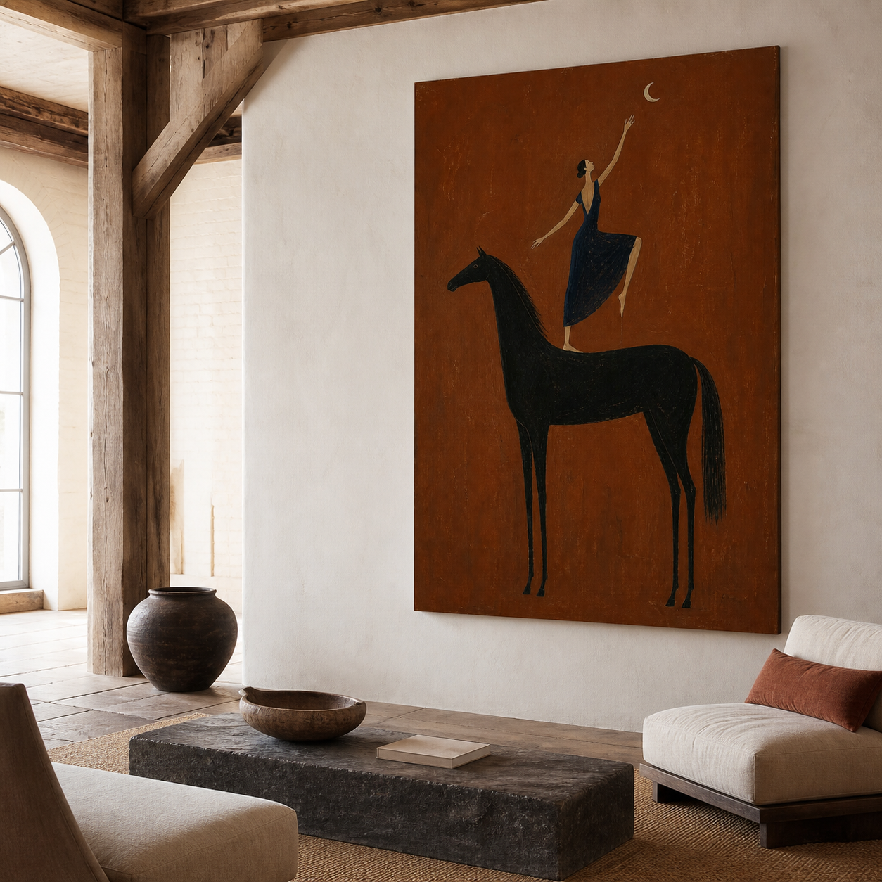 Ballet dancer wall art on burnt orange background