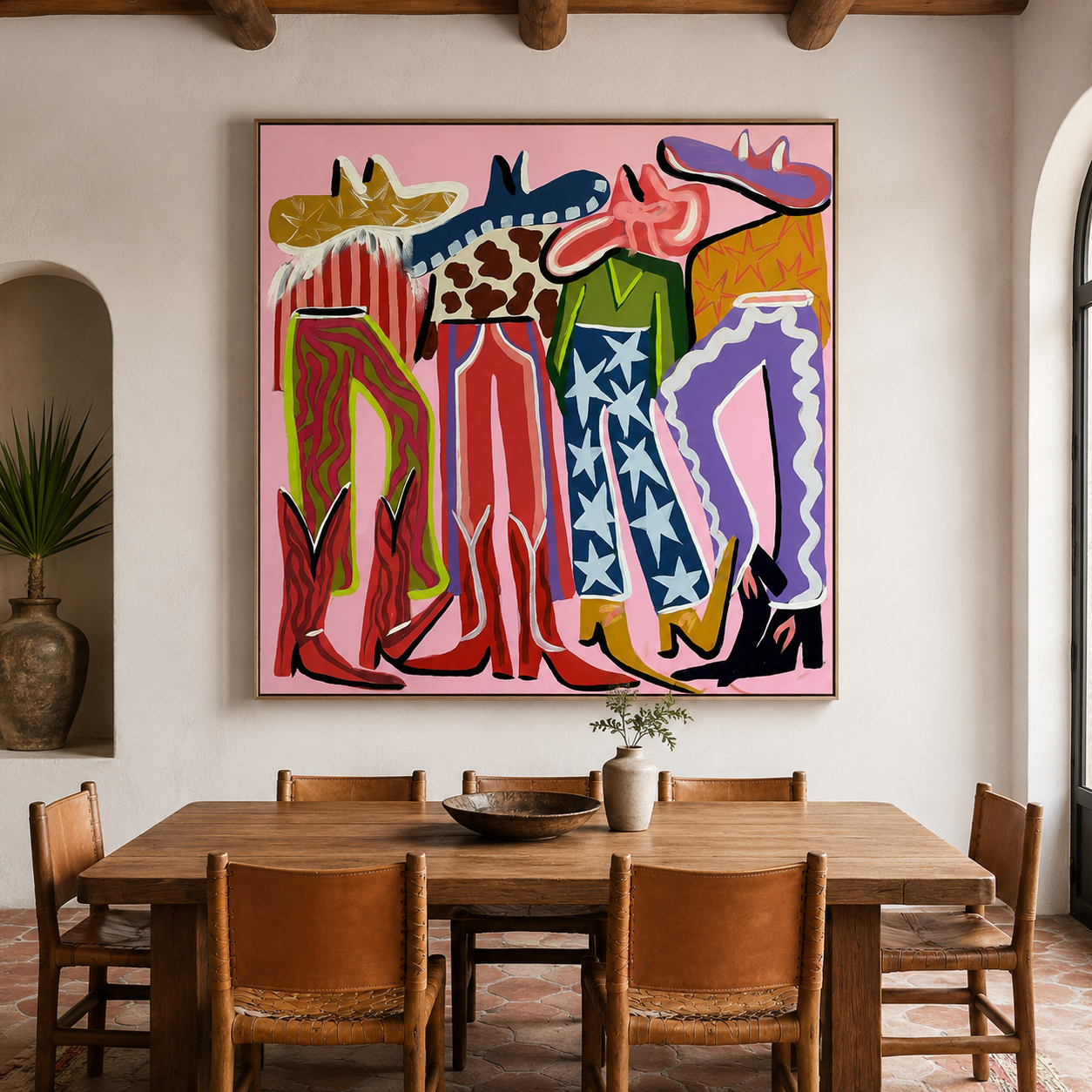 Hand-painted cowgirl wall decor with colorful western style