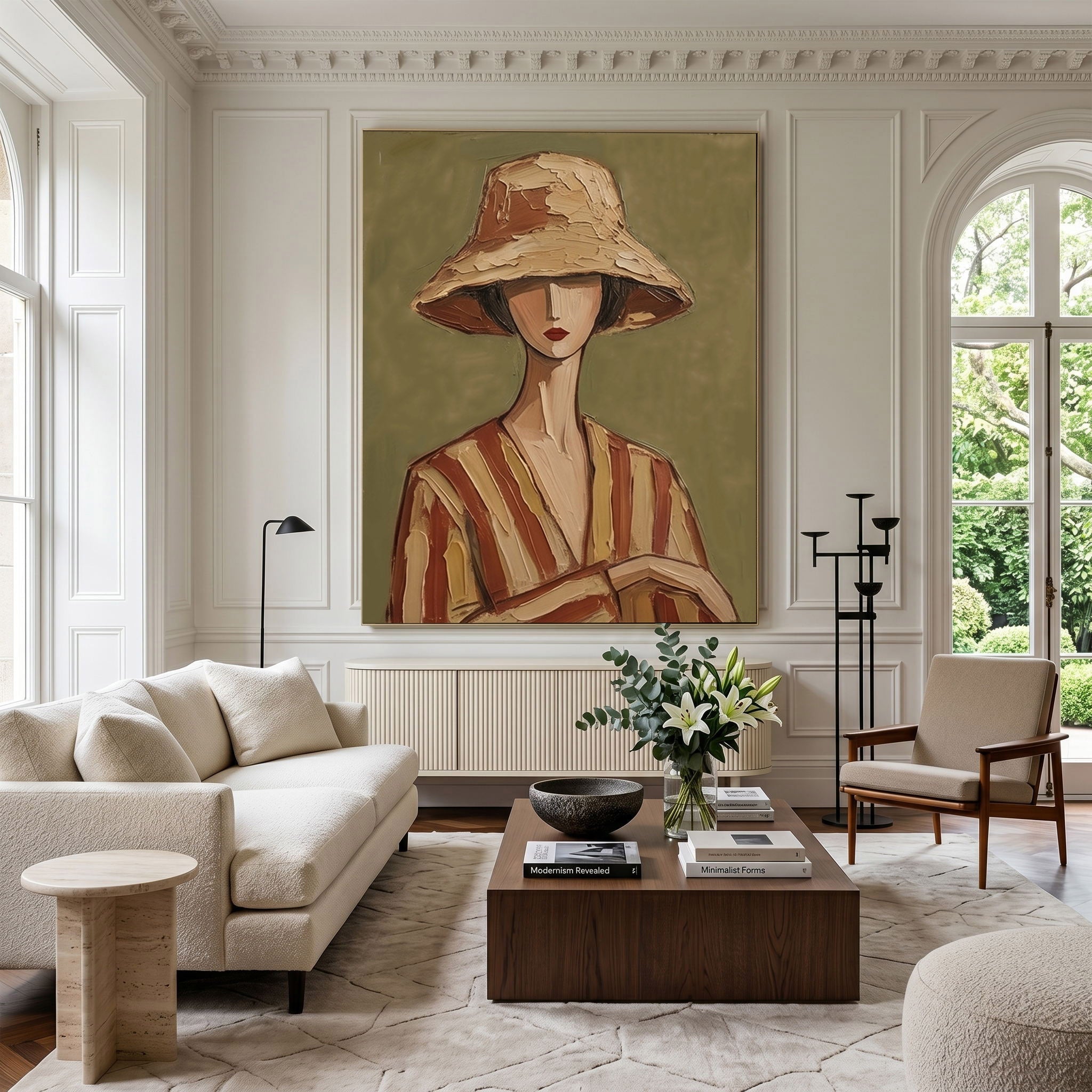 Hand-painted fashion artwork for organic modern home decor