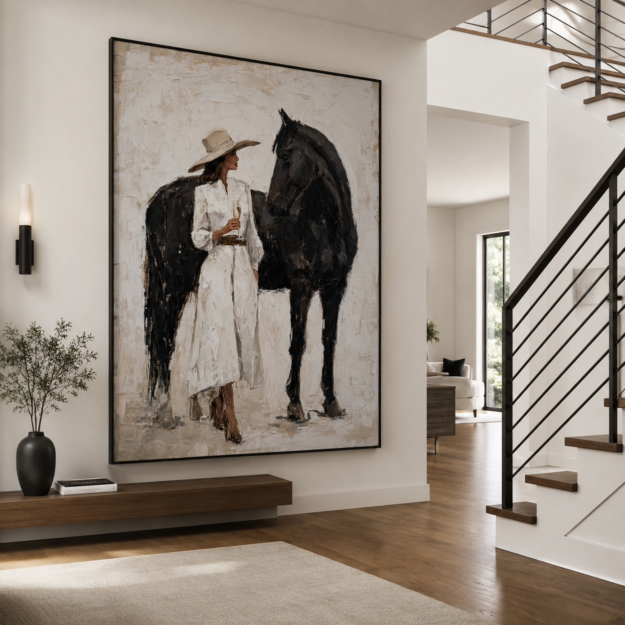 Hand-painted horse lover oil painting on canvas