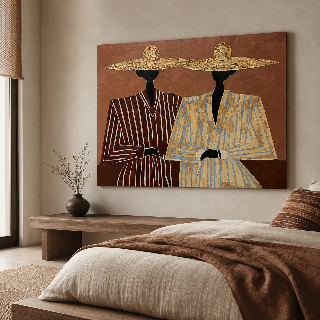 Hand-painted modern figurative oil painting on canvas