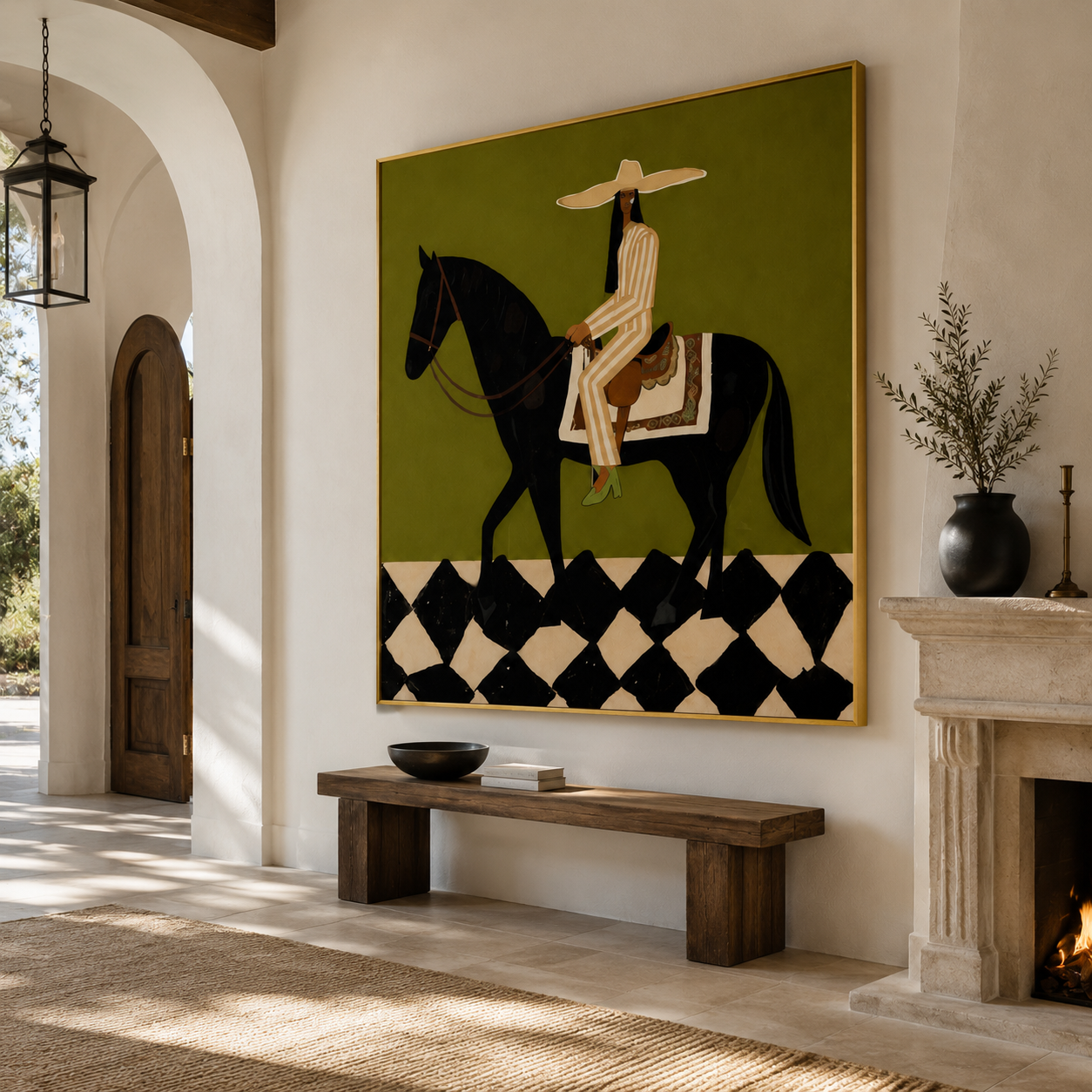 Hand-painted western horse oil painting