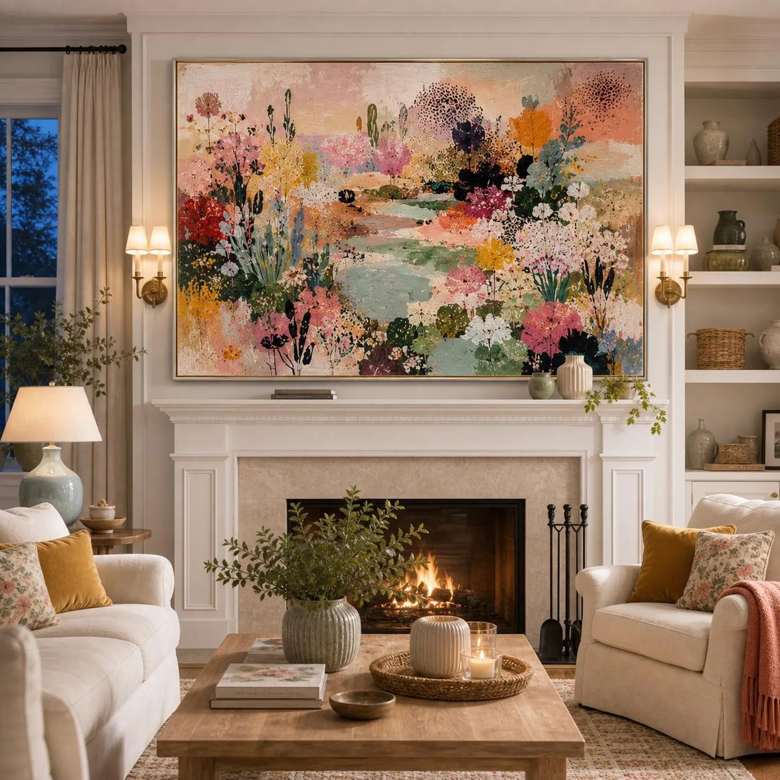 Large Botanical Canvas Art for Living Room and Bedroom