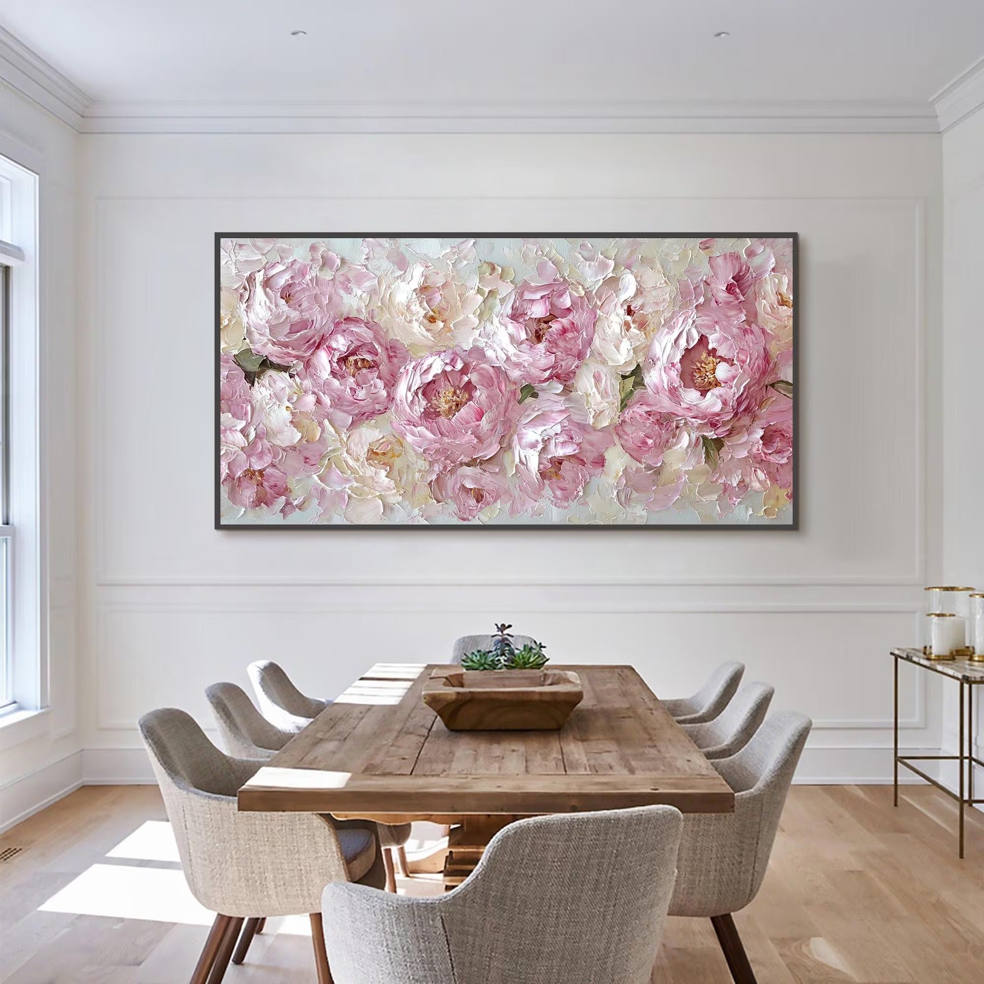 Large Pink Peony Canvas Wall Art