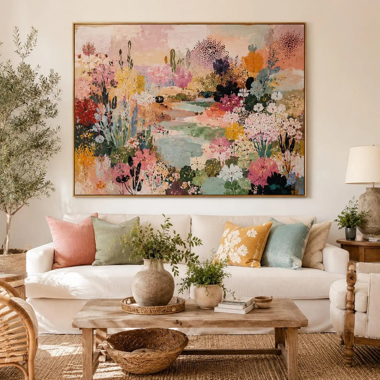 Large Wildflower Canvas Wall Art for Bedroom