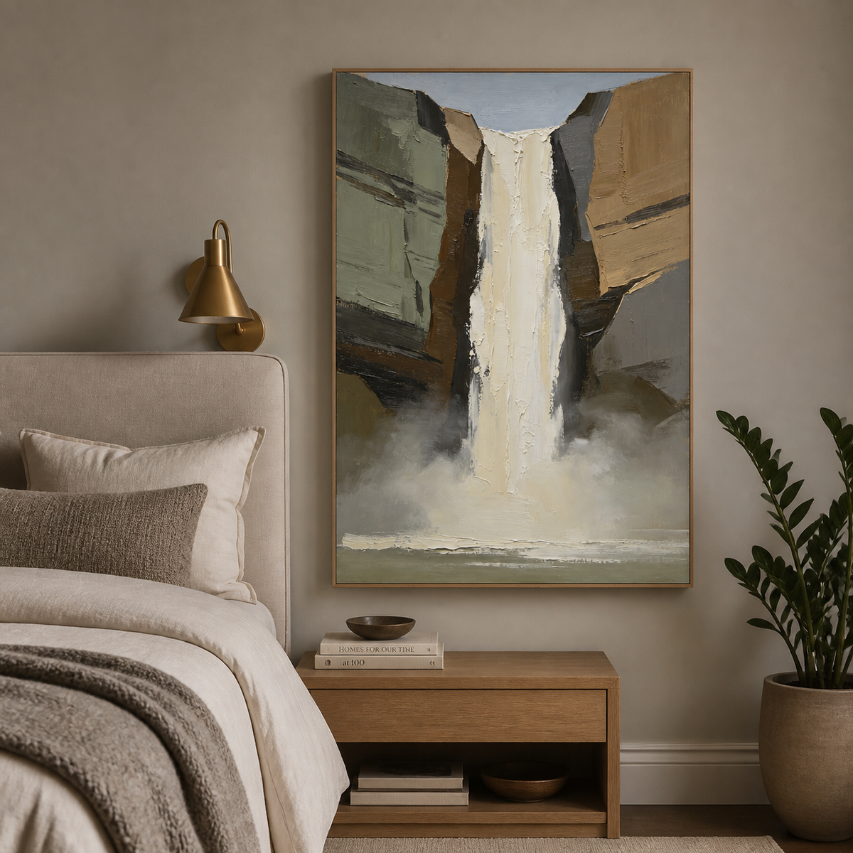 Large vertical waterfall landscape wall art