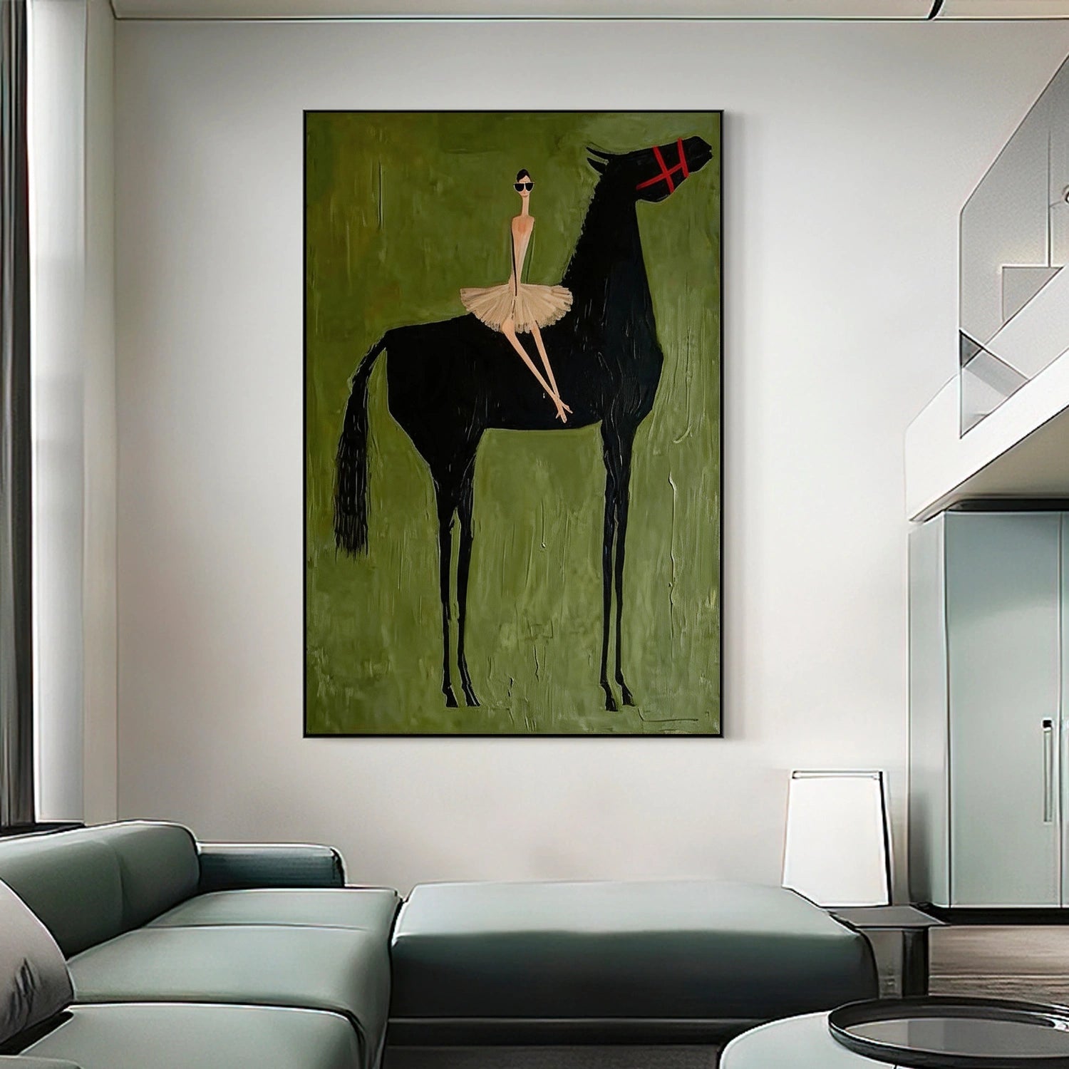 Luxury Horse Wall Decor, Handmade Textured Oil Painting – Midnight Elegance