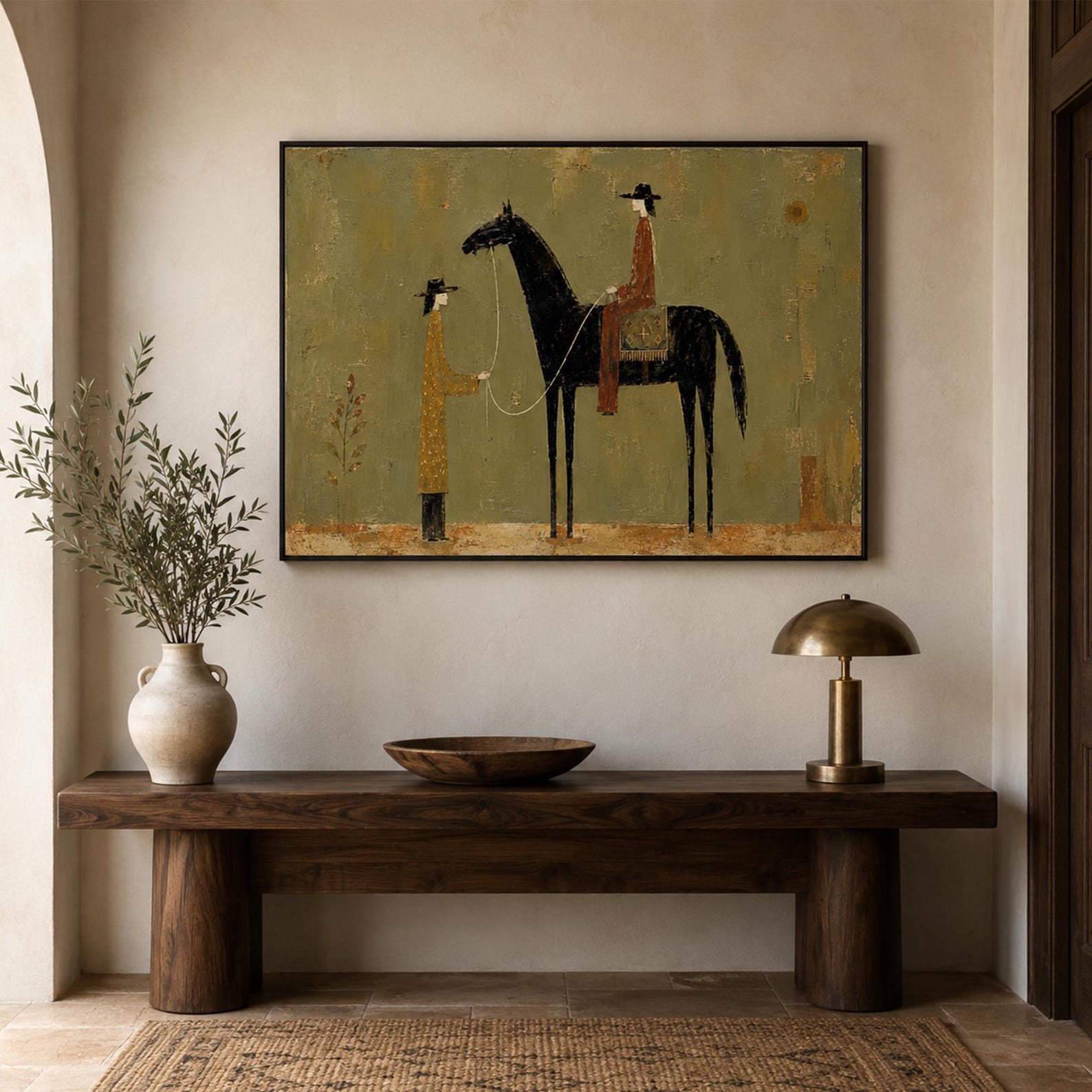 Luxury hand-painted horse artwork for farmhouse interiors