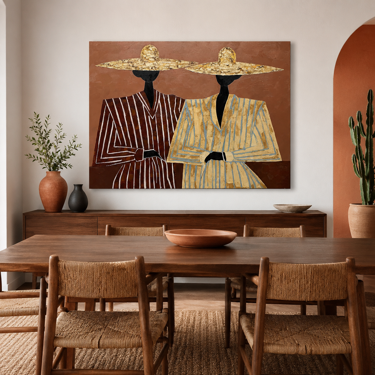 Minimalist fashion portrait wall art with textured brushwork