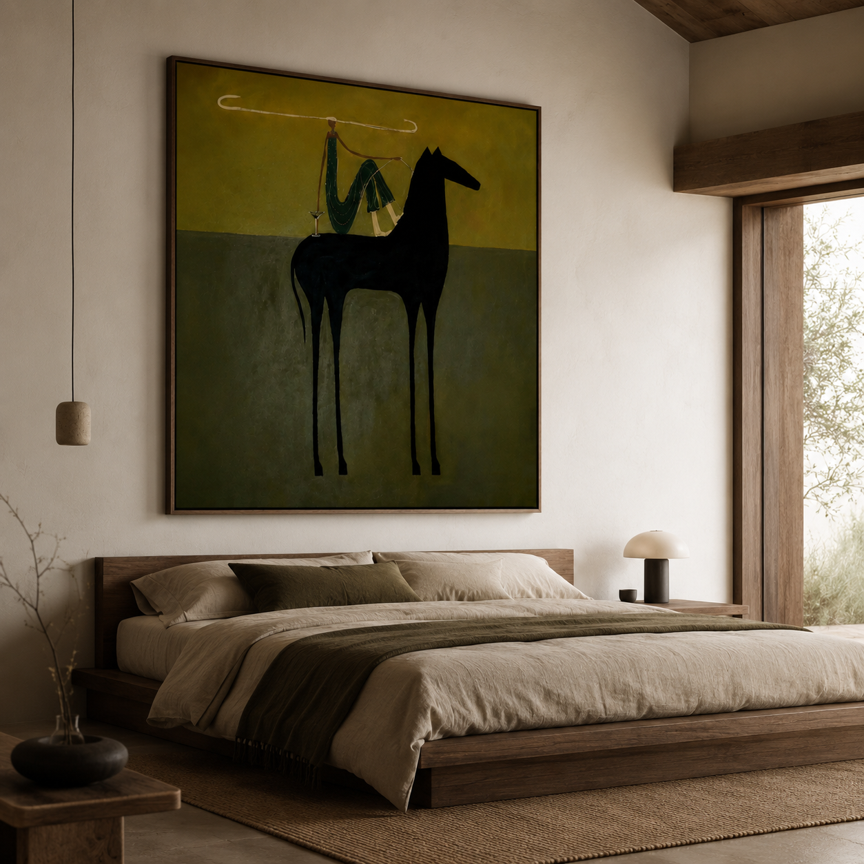 Minimalist horse wall art with textured oil painting