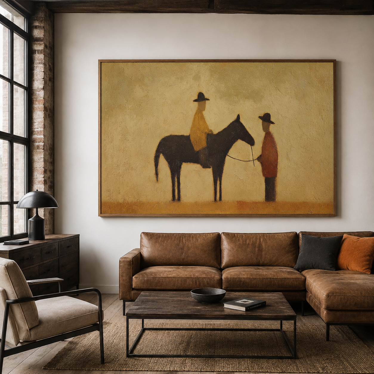 Neutral western painting
Quiet luxury wall art
Farmhouse horse decor