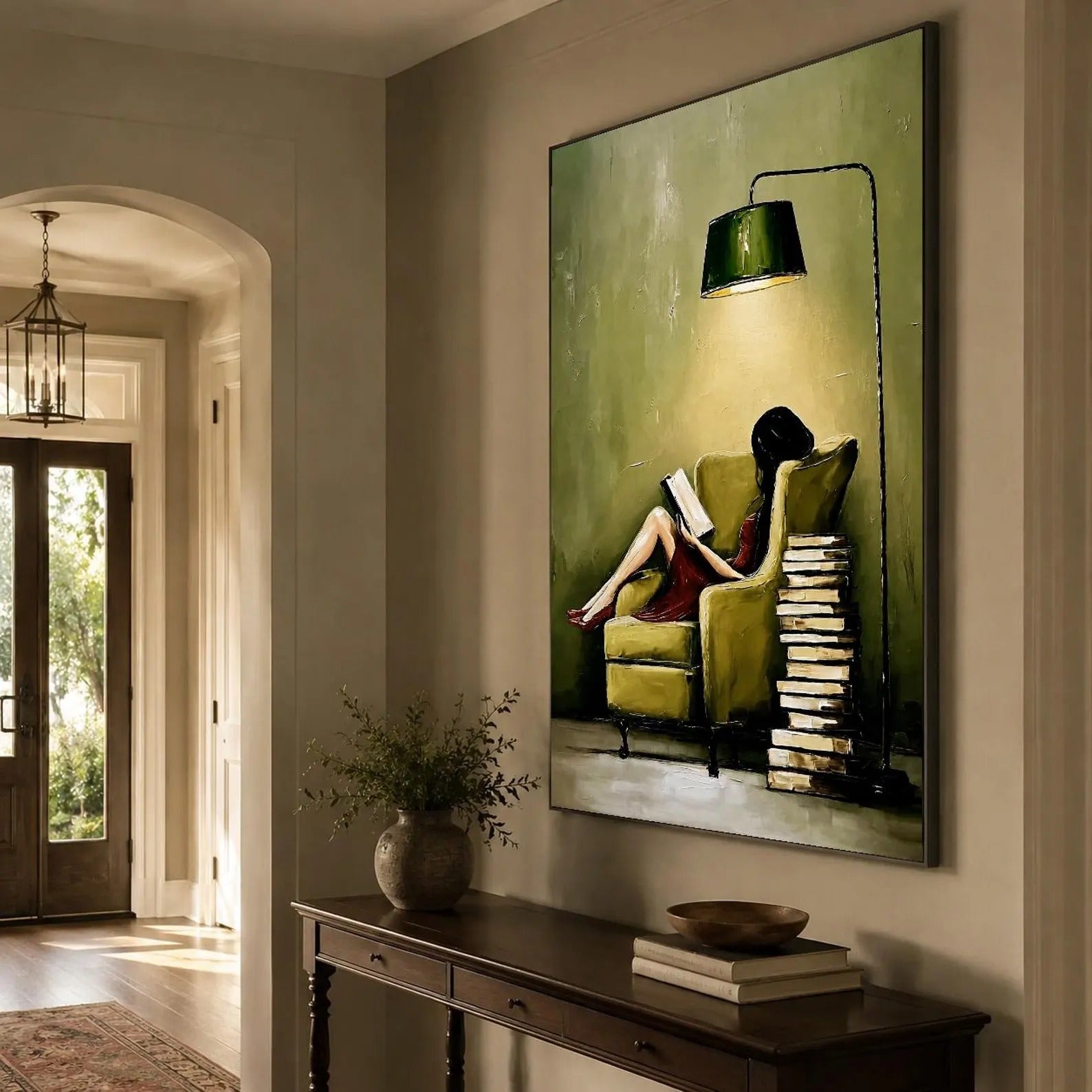 Organic Modern Figurative Wall Art with Books