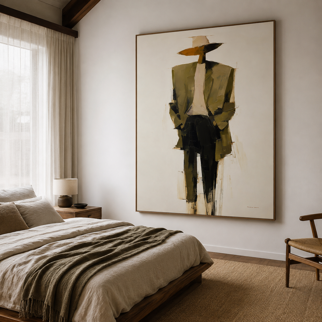 Palette knife abstract figure artwork for luxury interiors