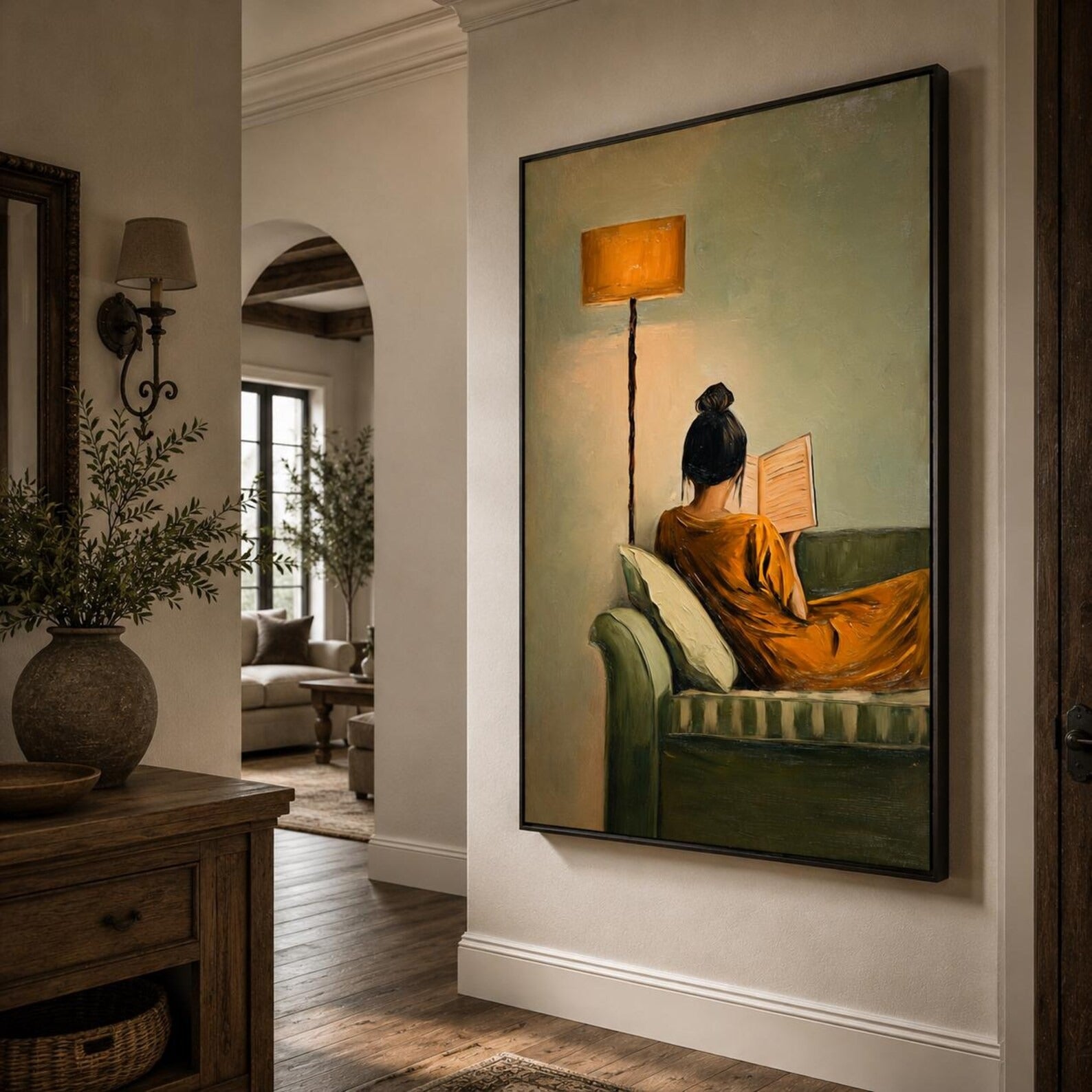 Reading Nook Canvas Art with Woman Reading