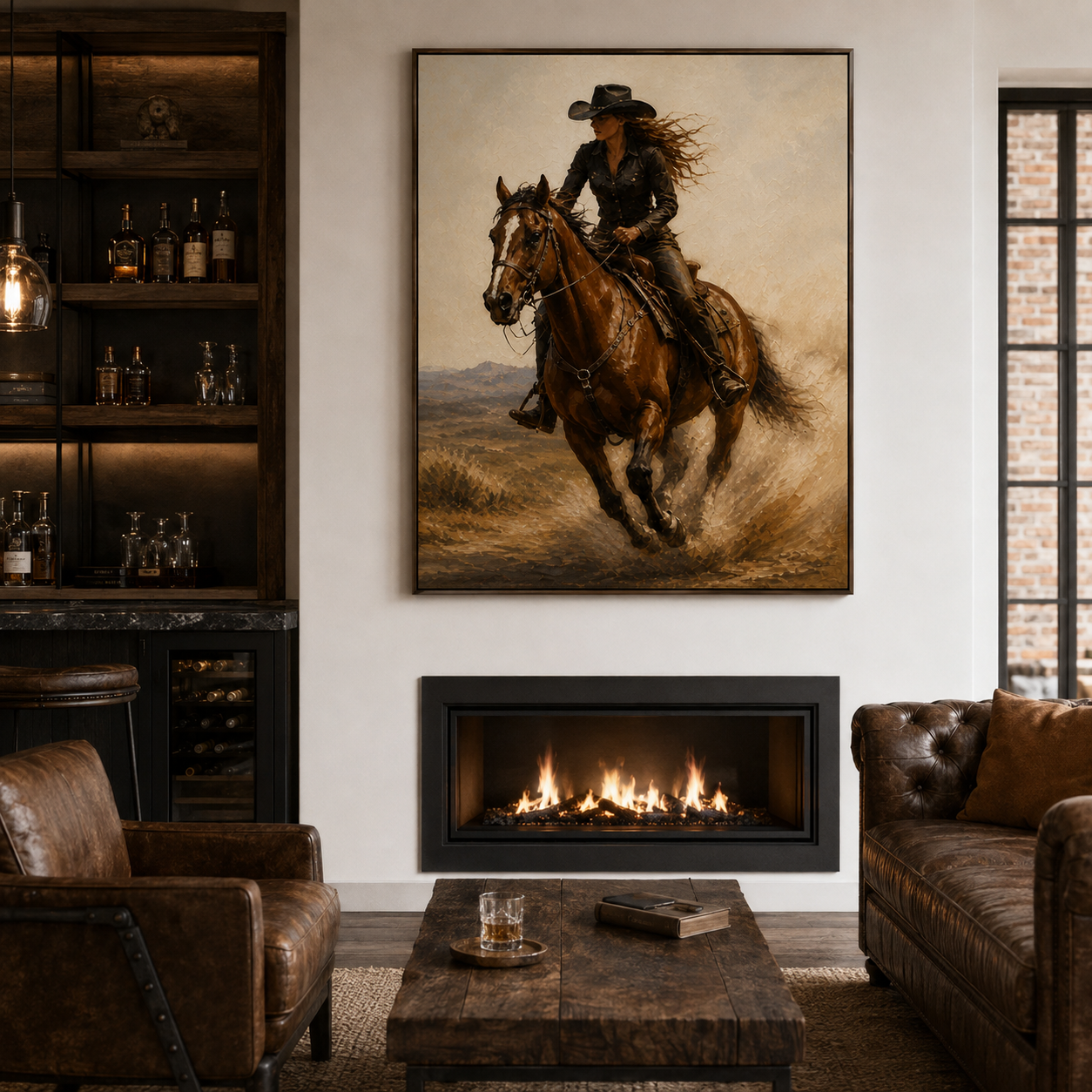 Western horseback riding wall art for ranch and equestrian home decor