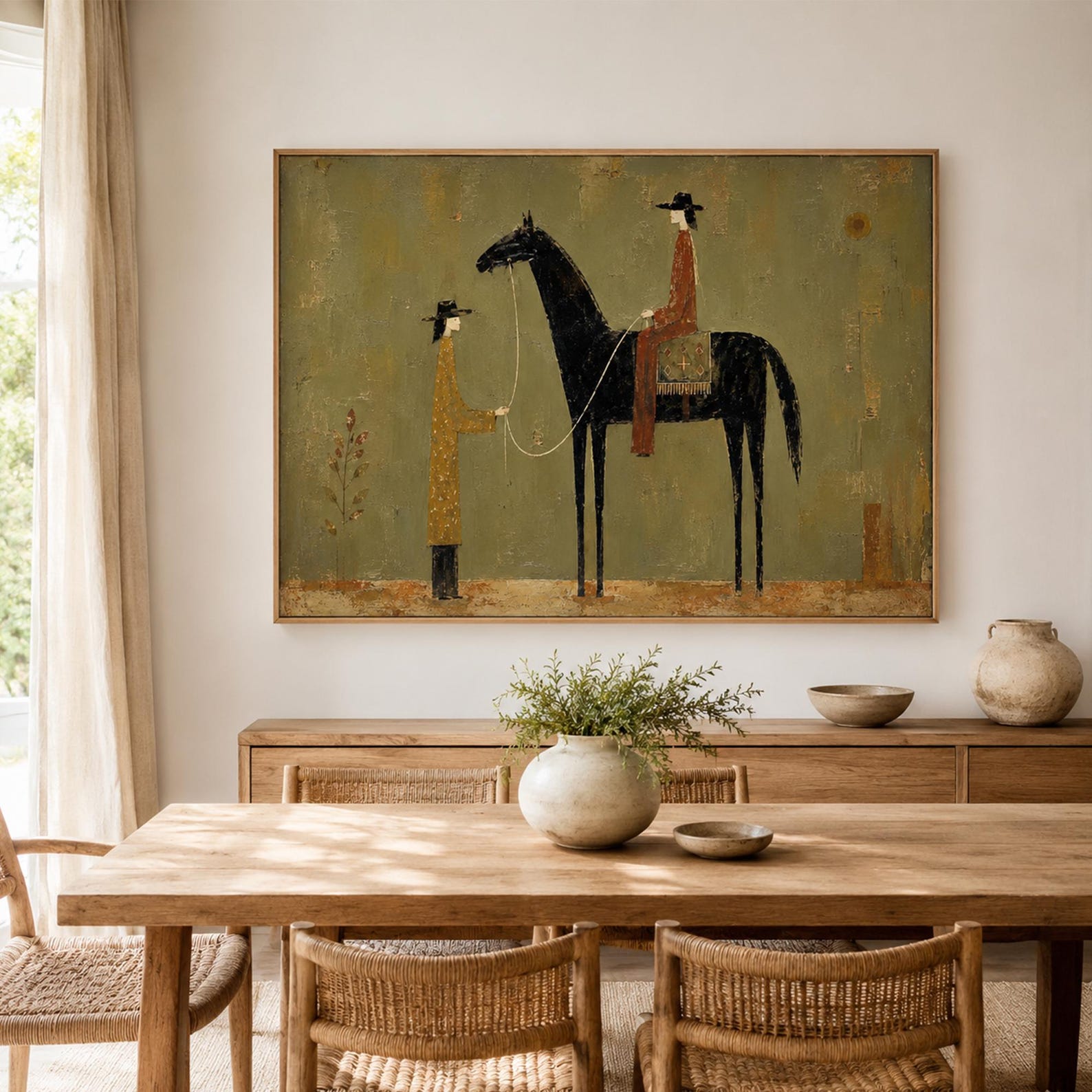 Rustic contemporary horse wall art on canvas