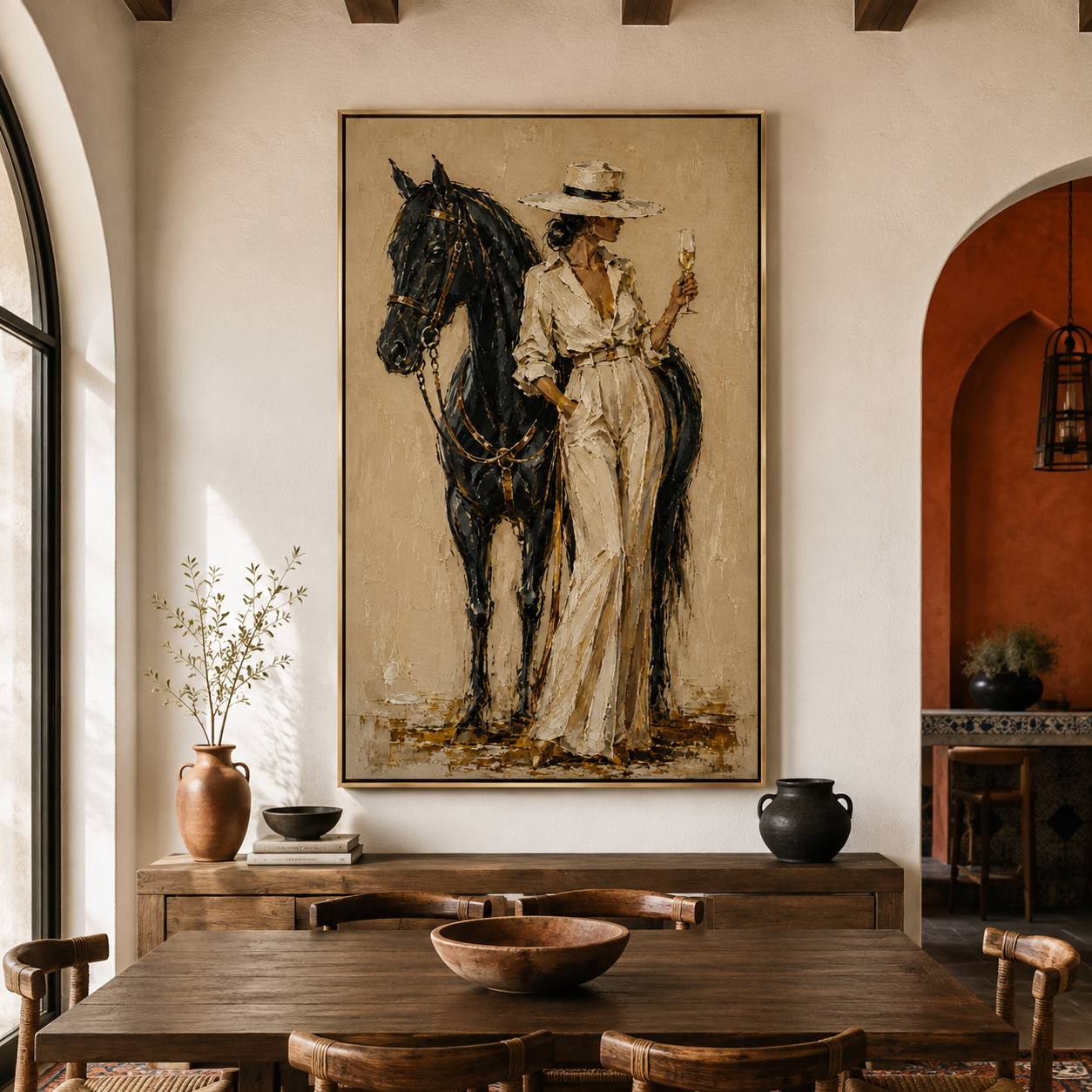 Rustic luxury wall decor
Black stallion artwork
Western lifestyle painting