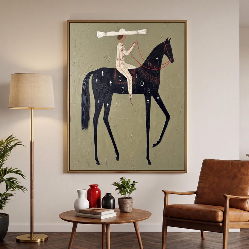 Southwestern horse oil painting with palette knife texture