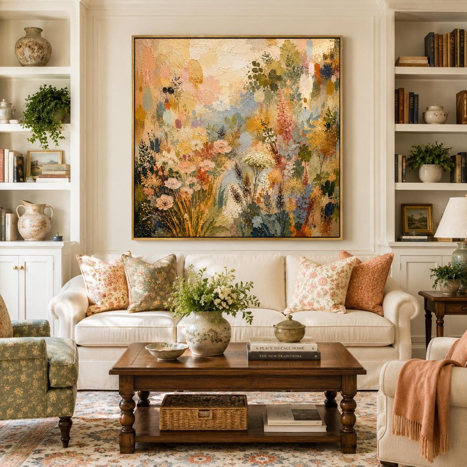 Textured Hand-Painted Wildflower Garden Painting