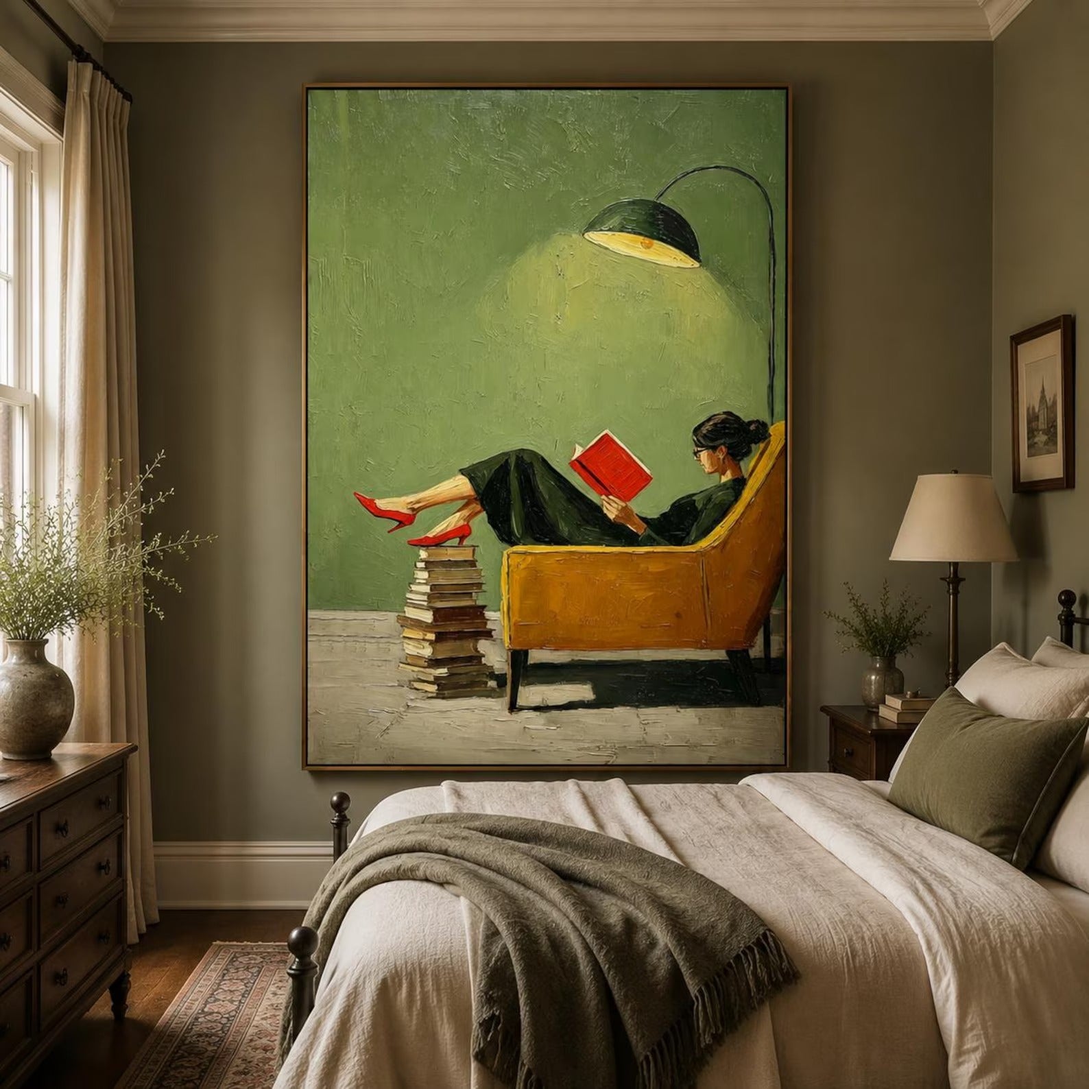 Vintage Reading Canvas Art for Library Wall