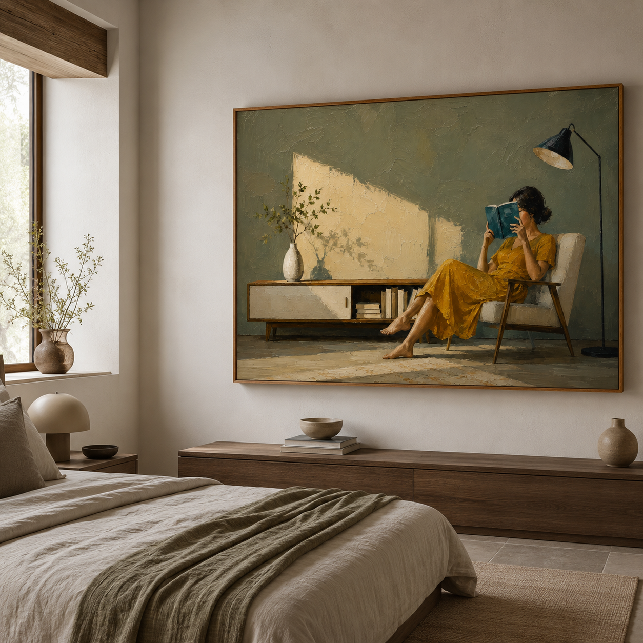 Vintage literary wall art with textured brushwork