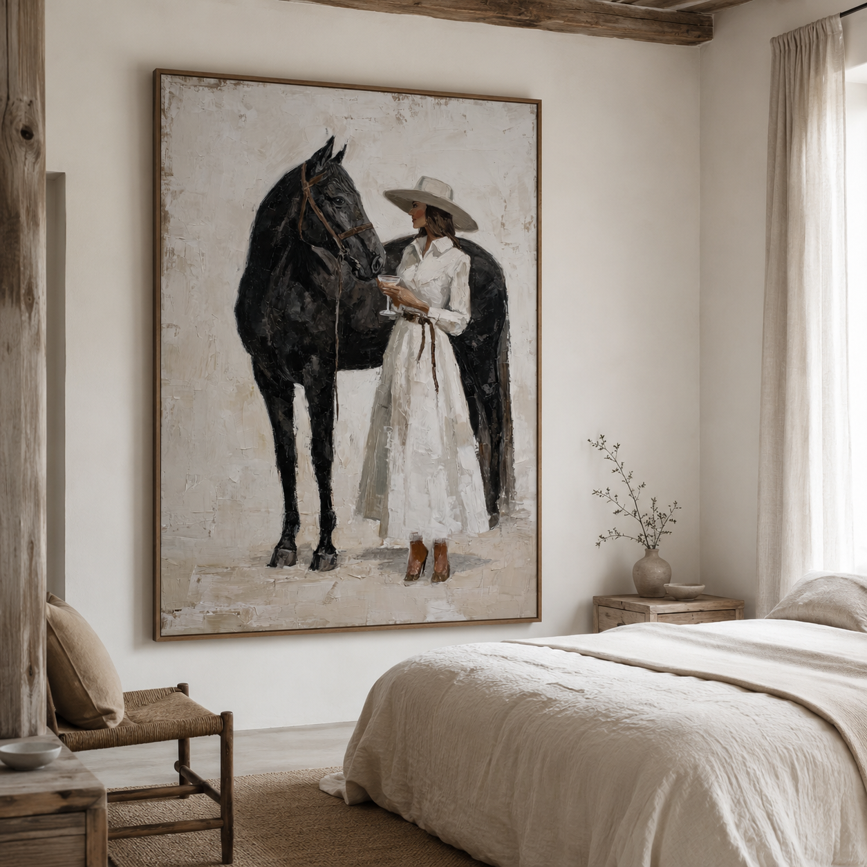 Woman and horse western artwork
