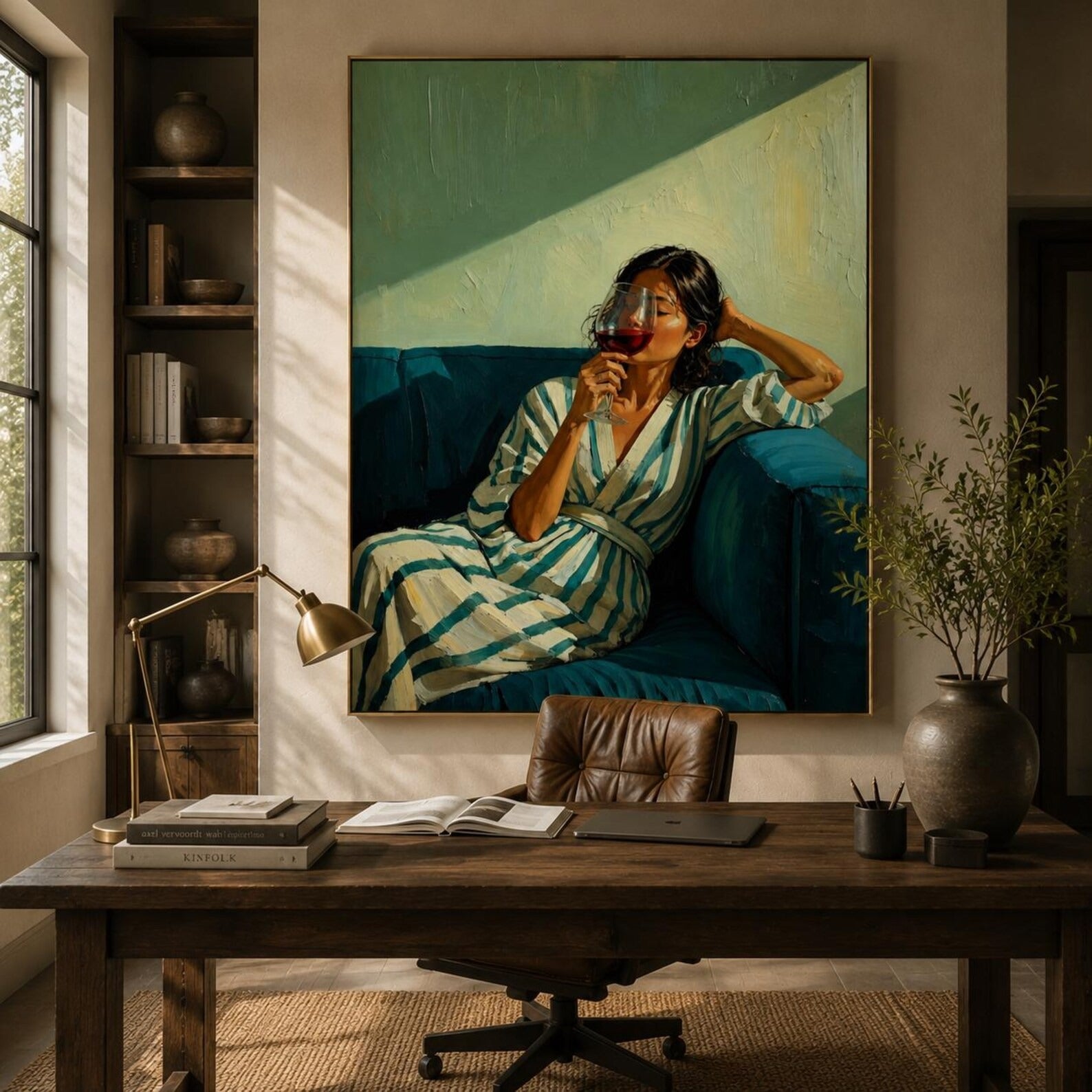 Woman with Wine Wall Art for Living Room