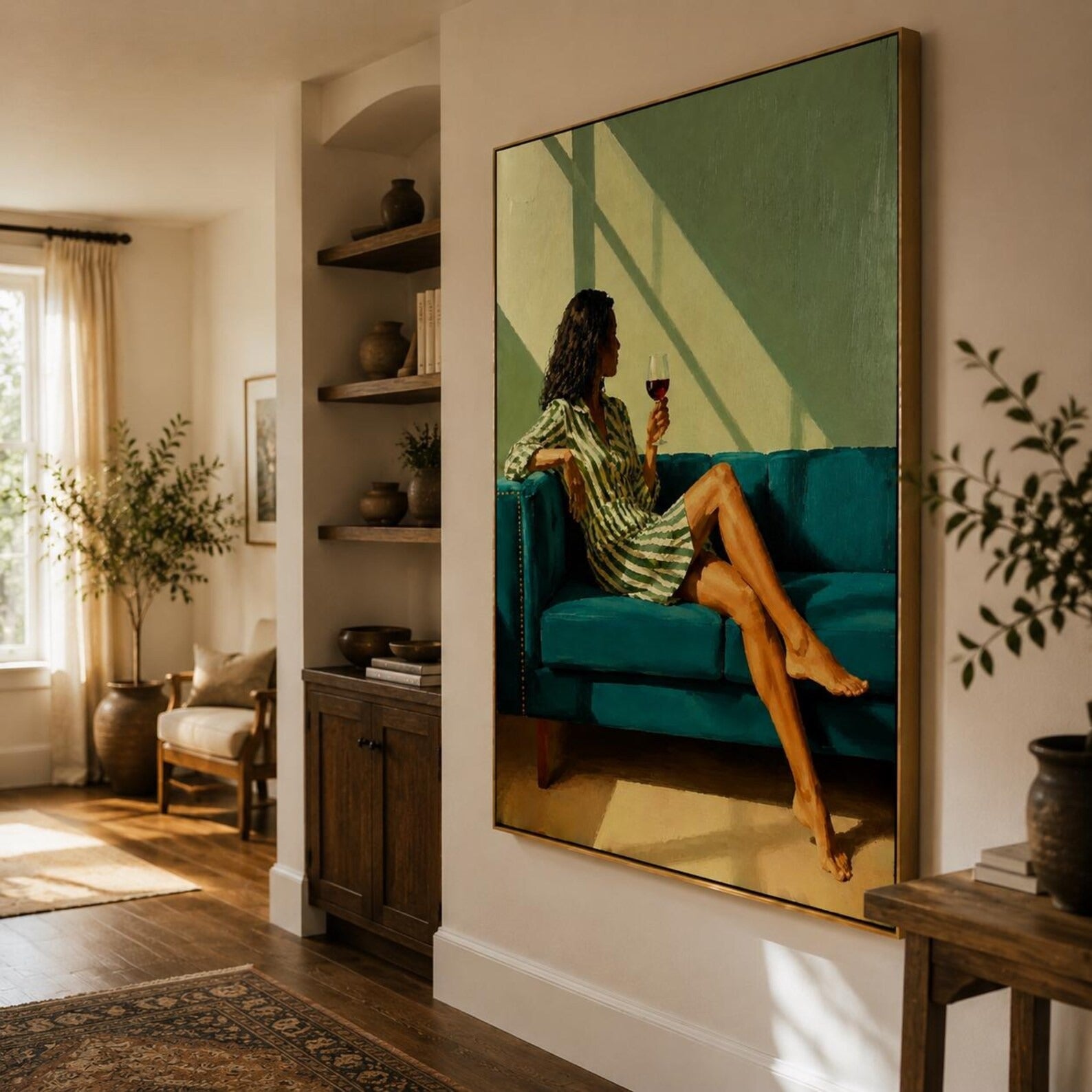 Woman with Wine Wall Art for Living Room