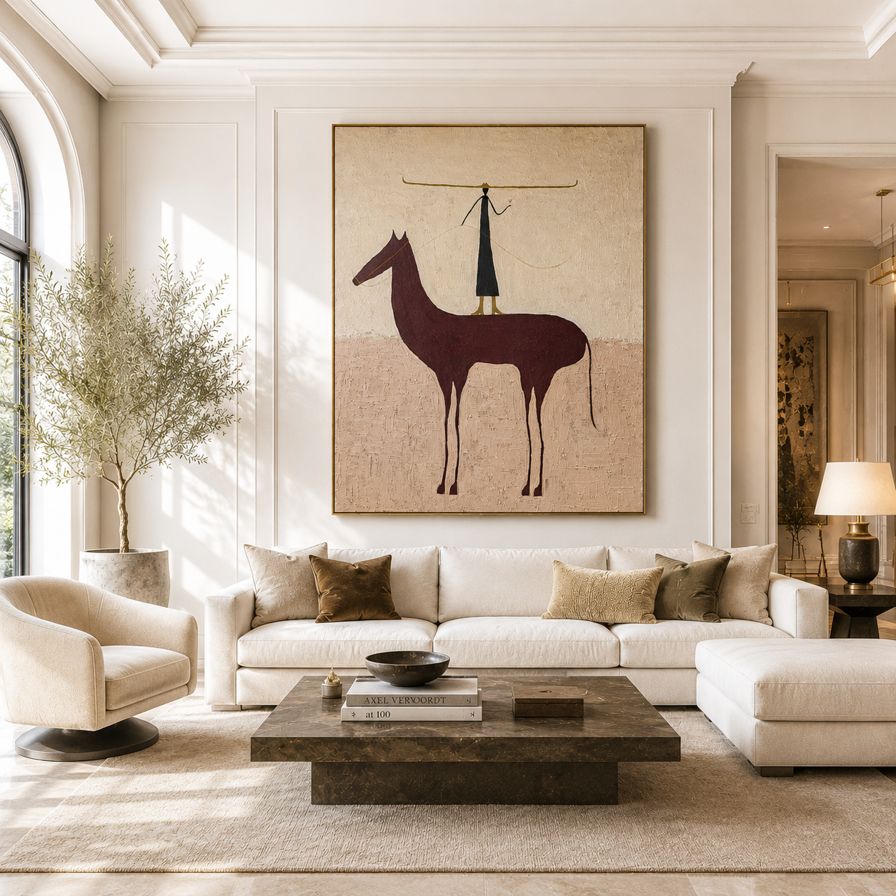 Long Horizon | Hand-Painted Minimalist Horse Wall Art | Contemporary Western Oil Painting