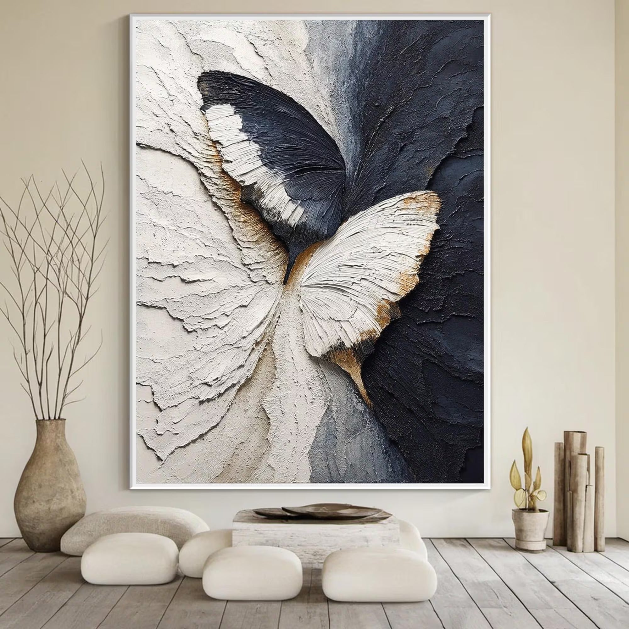 Soft Flutter - Large Textured Painting