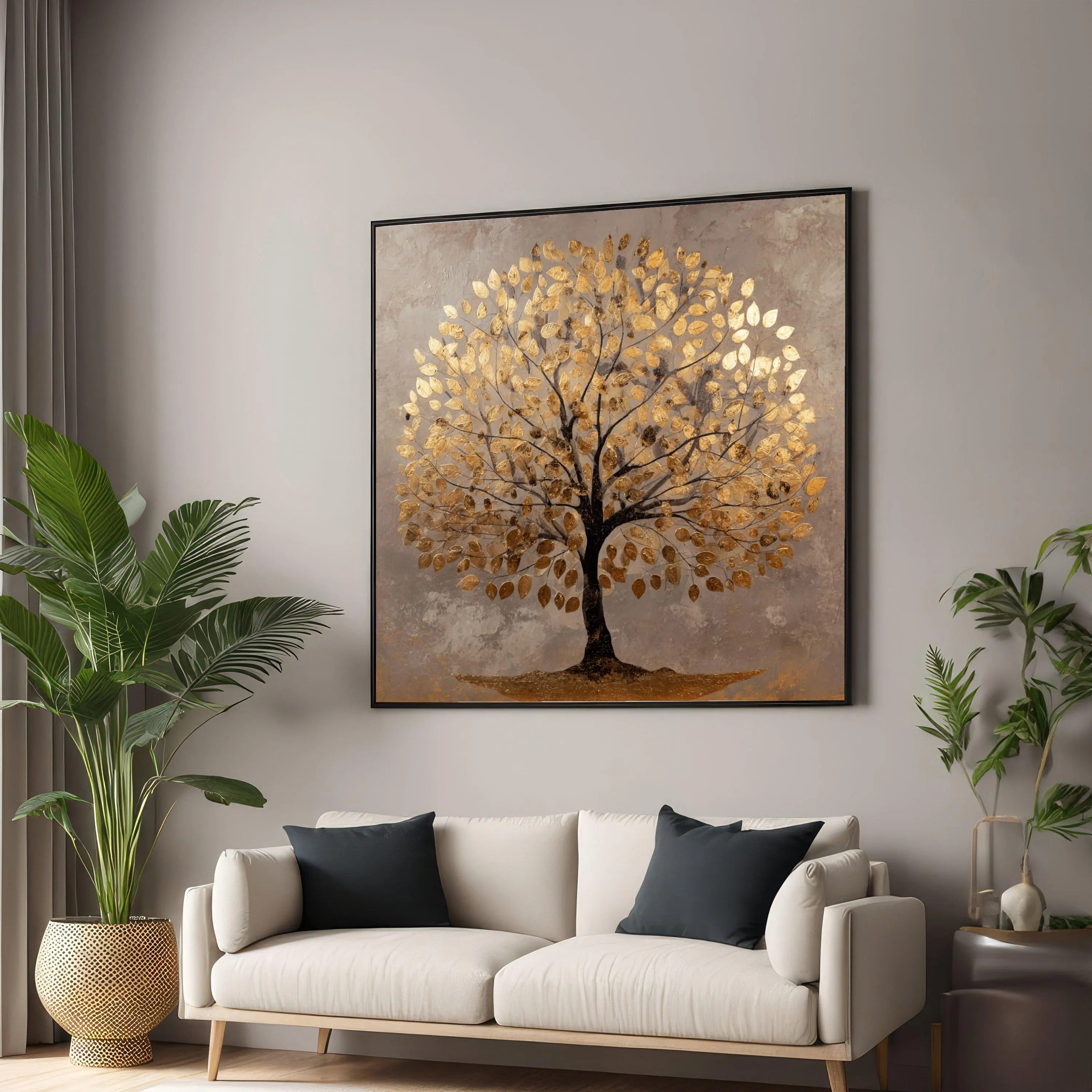 Leaves of Gold - Large Textured Painting