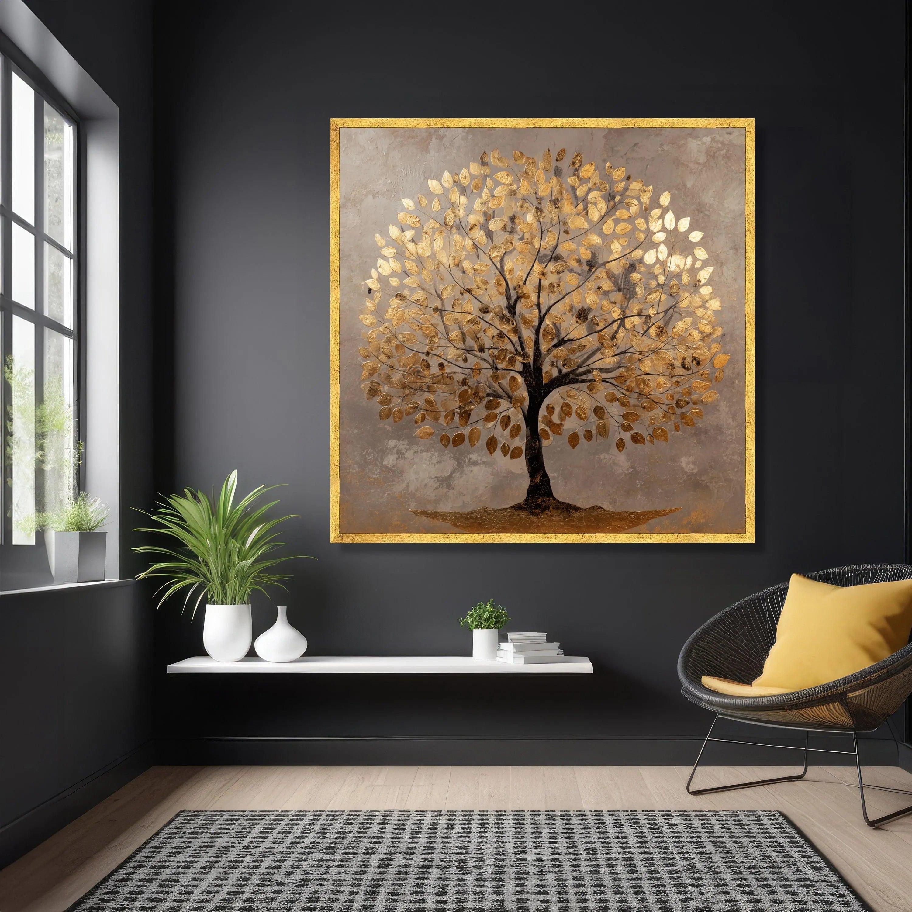 Leaves of Gold - Large Textured Painting