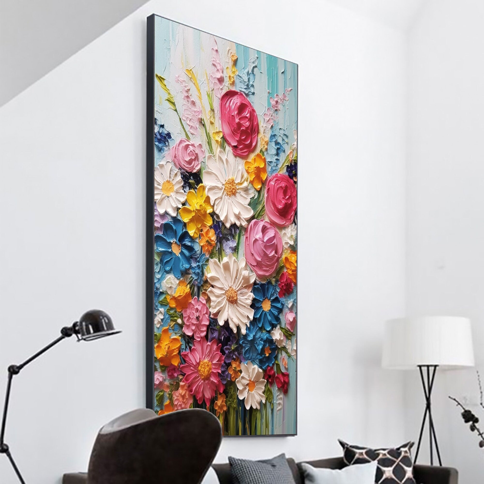 Flowers Art - Large Textured Painting