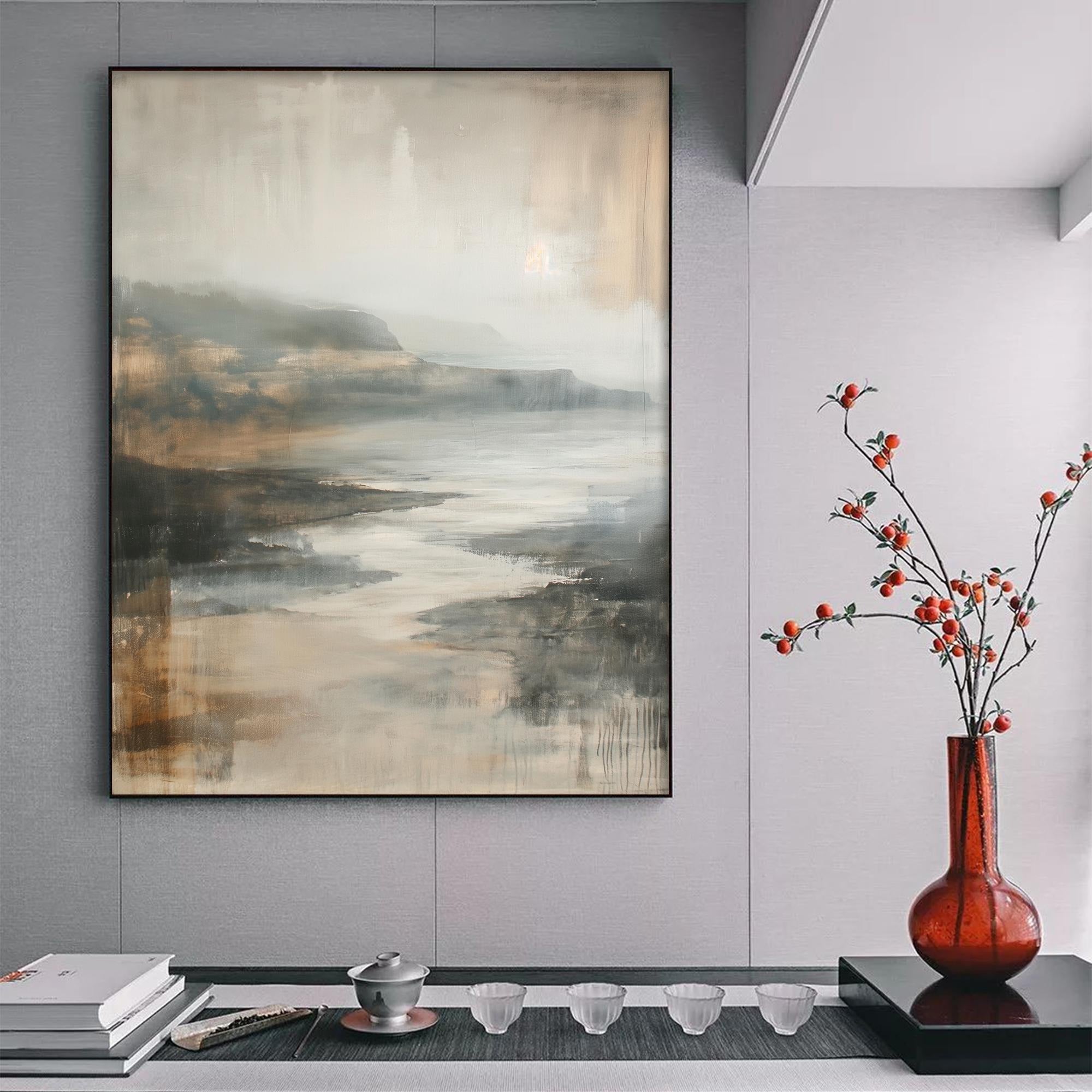 Water Flows Softly - Large Textured Painting