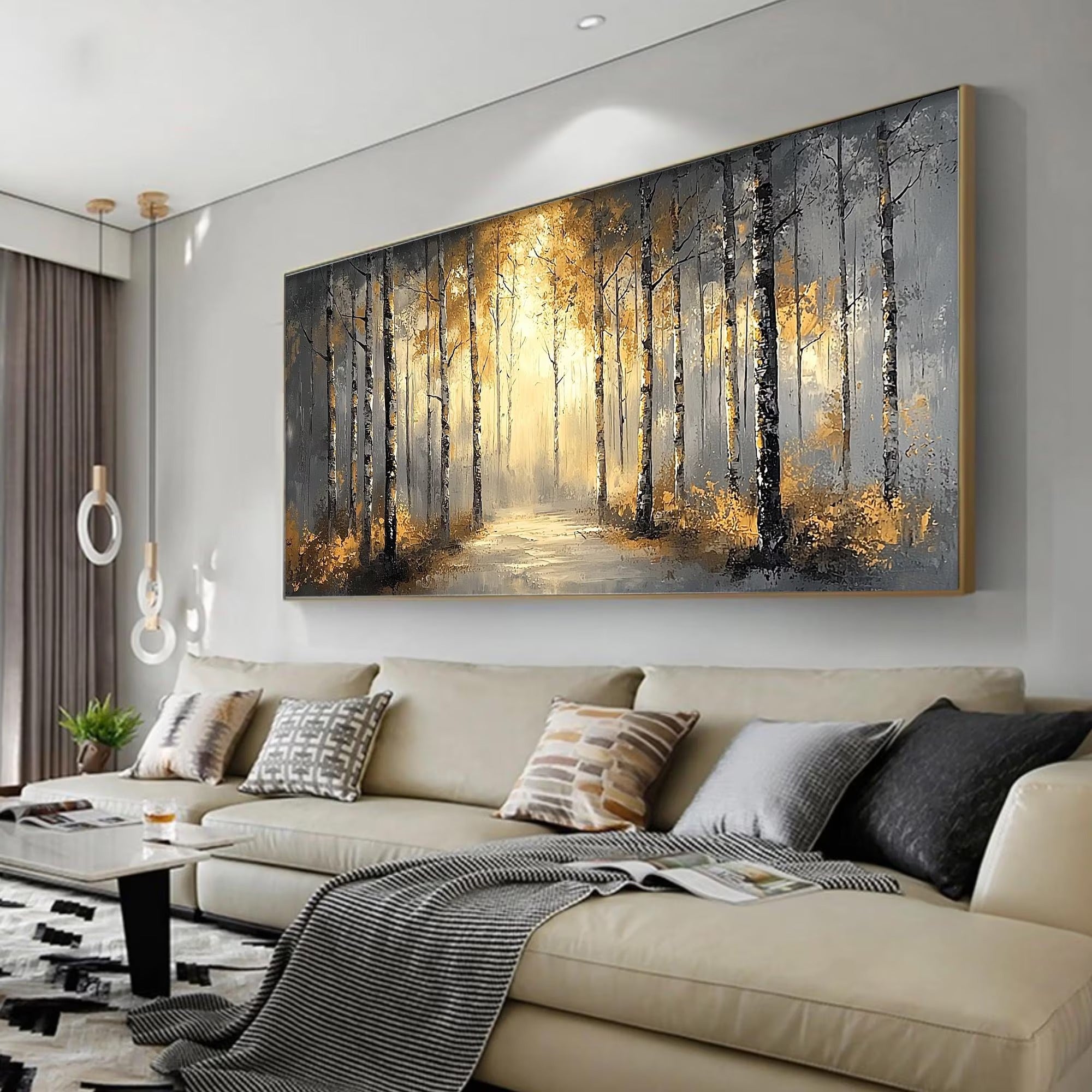 A Beam in the Woods - Large Textured Painting