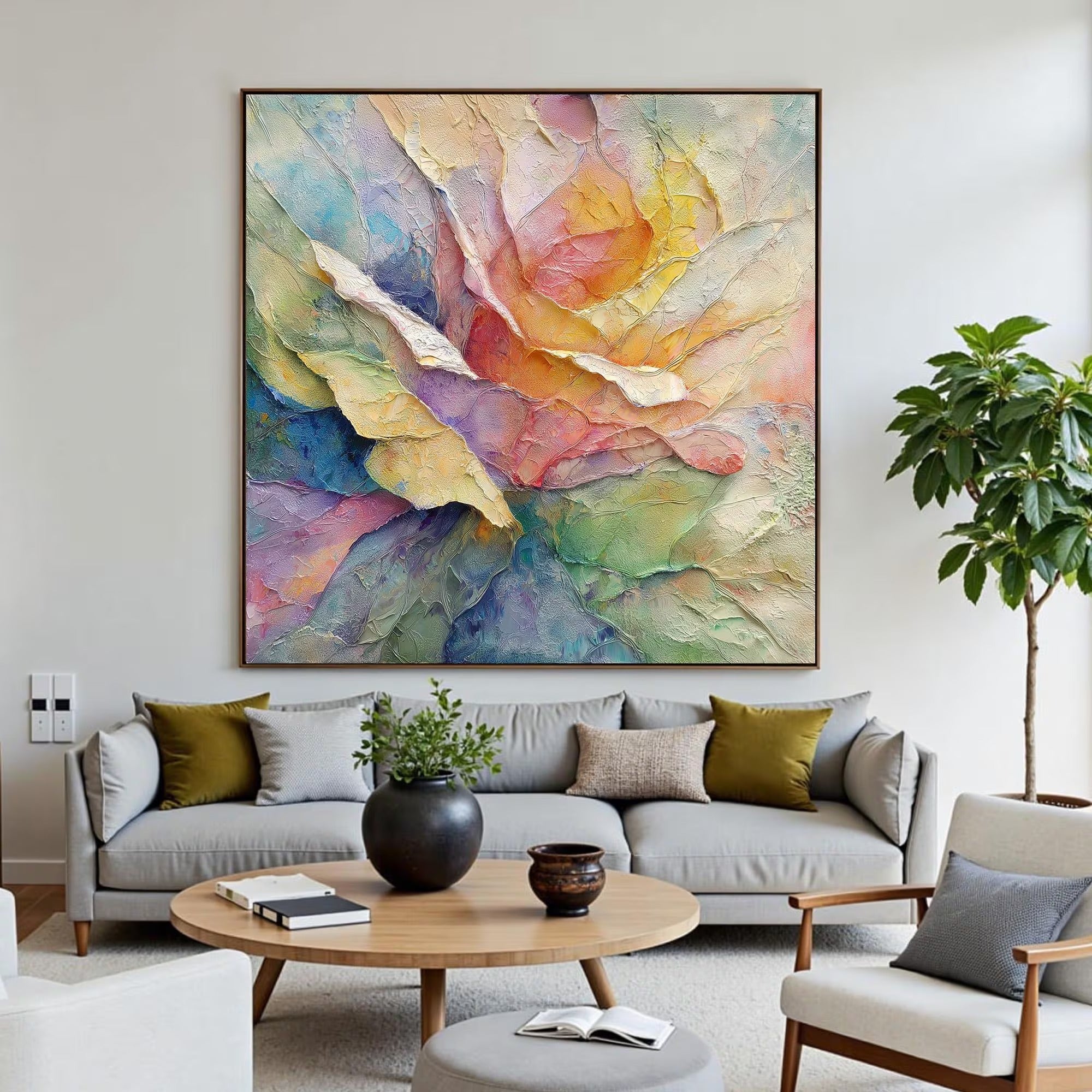 First Light of Bloom - Large Abstract Textured Painting