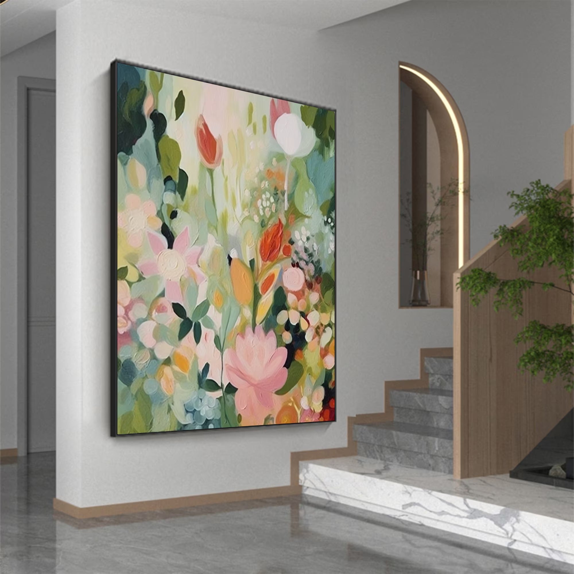 Happy Flower - Large Textured Painting