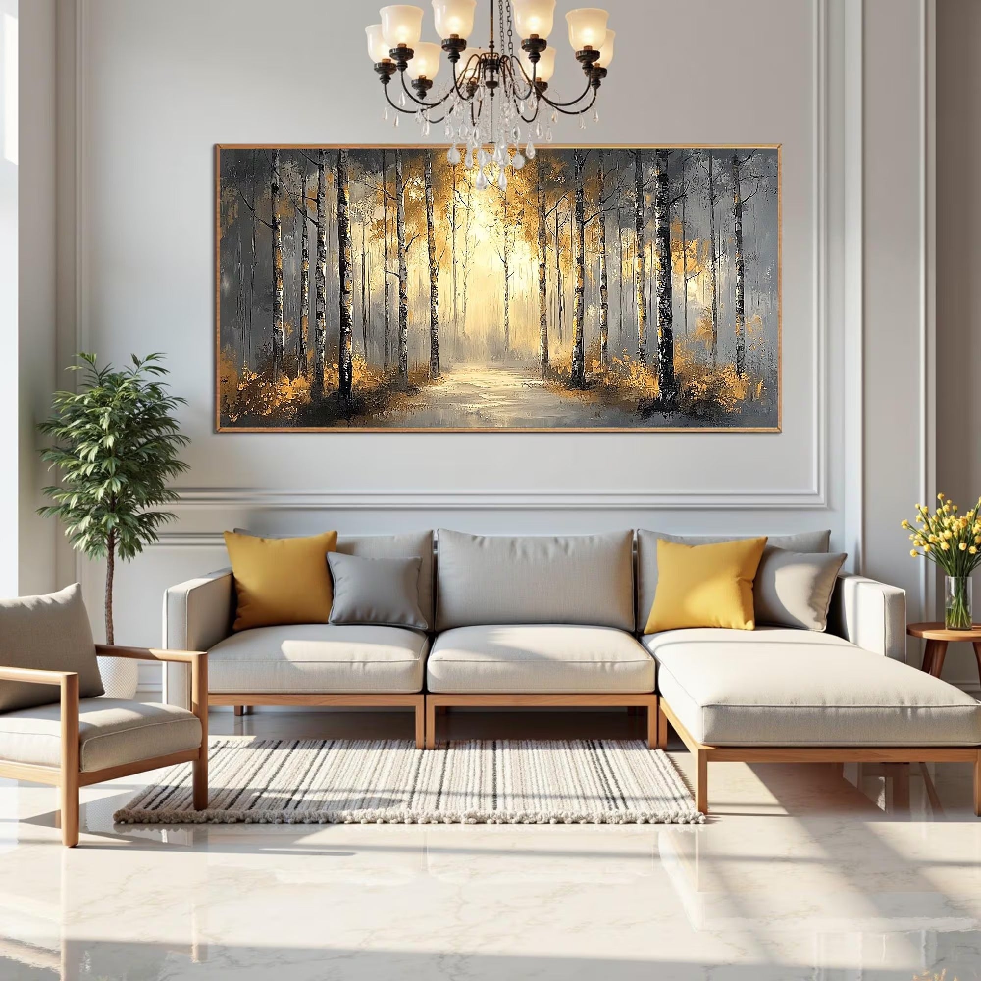 A Beam in the Woods - Large Textured Painting