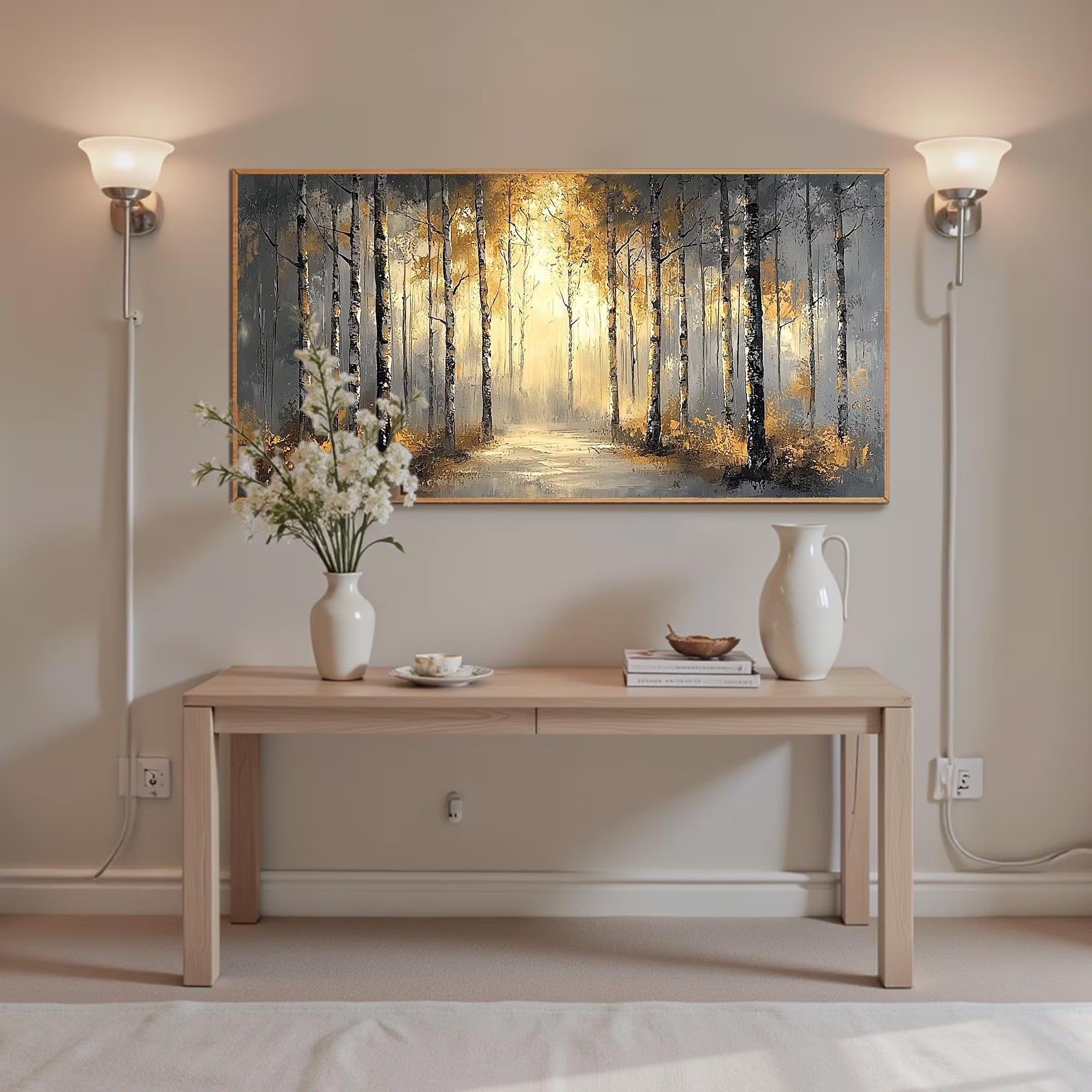 A Beam in the Woods - Large Textured Painting