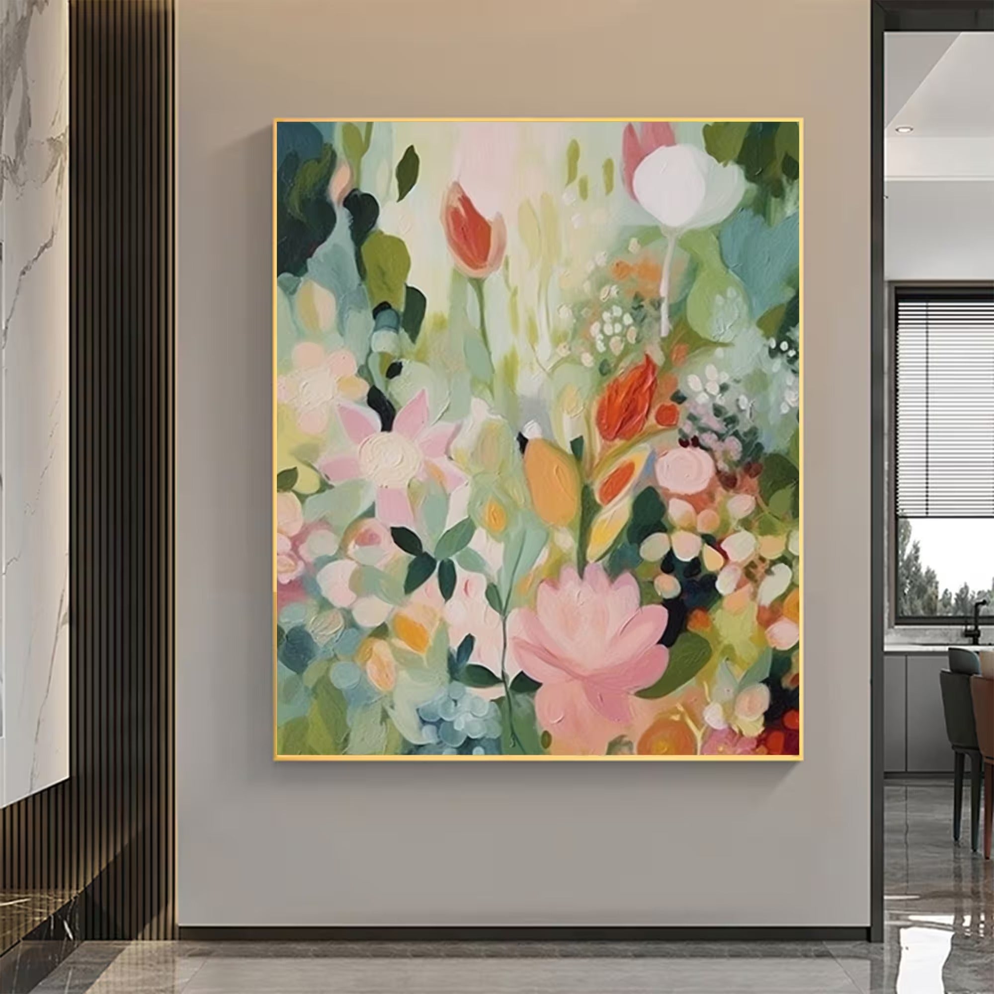 Happy Flower - Large Textured Painting