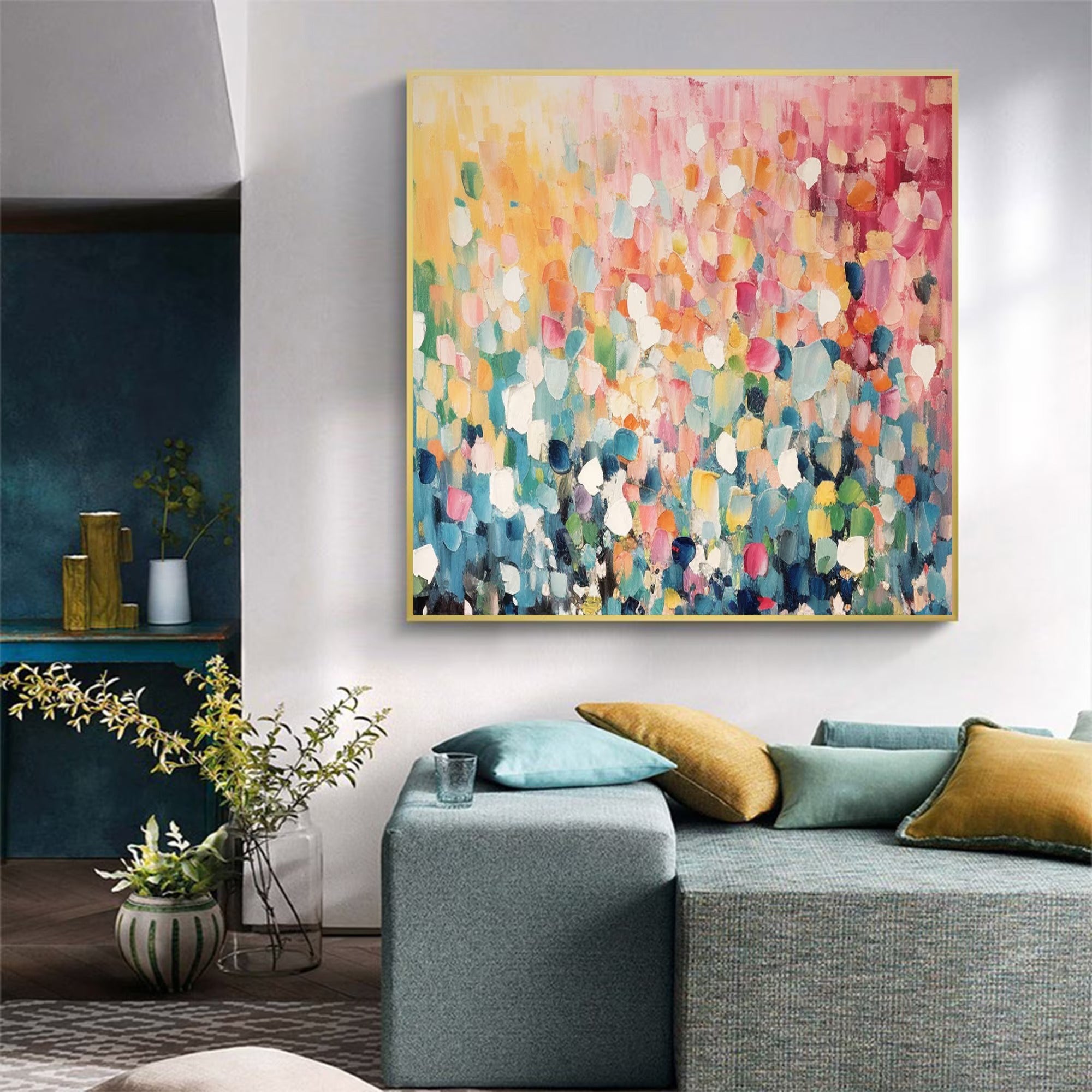 Joyful Patches - Large Textured Painting