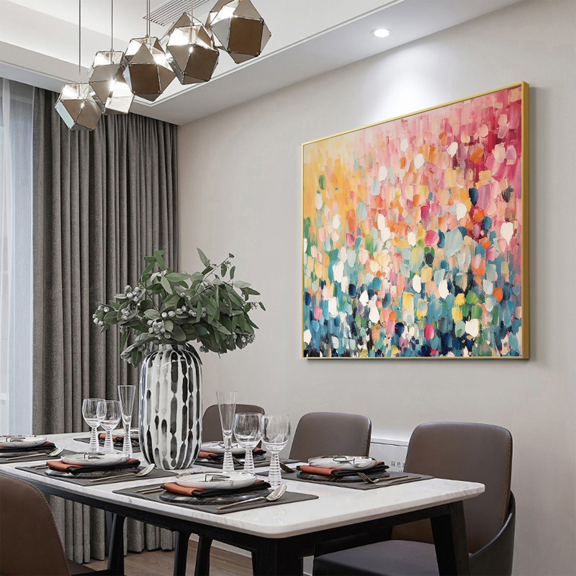 Joyful Patches - Large Textured Painting