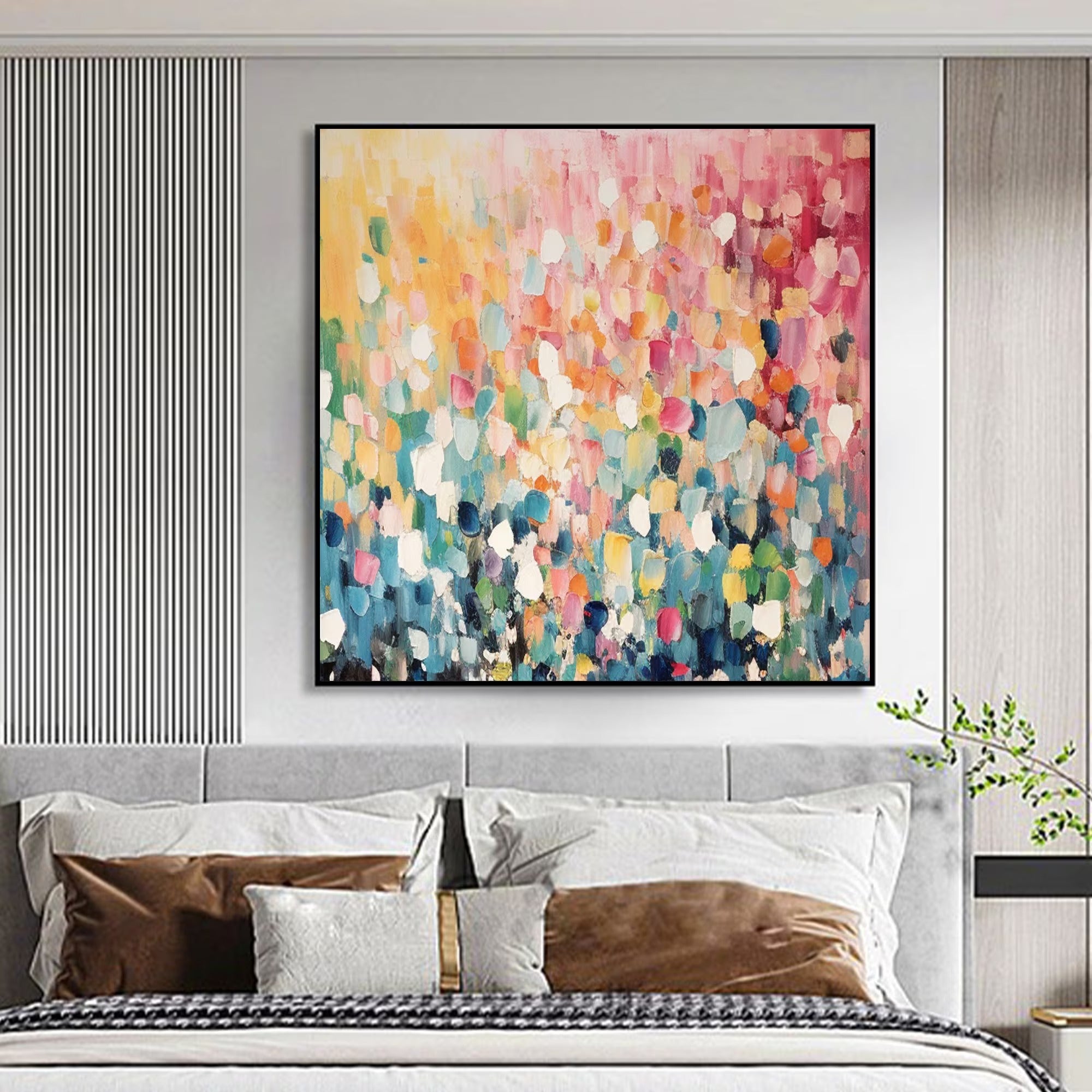 Joyful Patches - Large Textured Painting