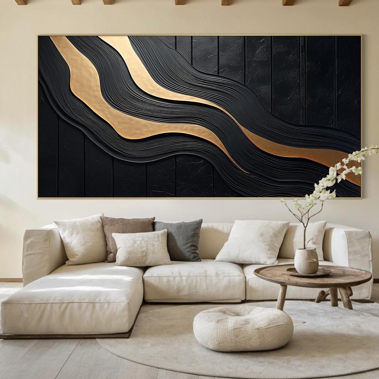 The Golden Void - Large Abstract Textured Painting